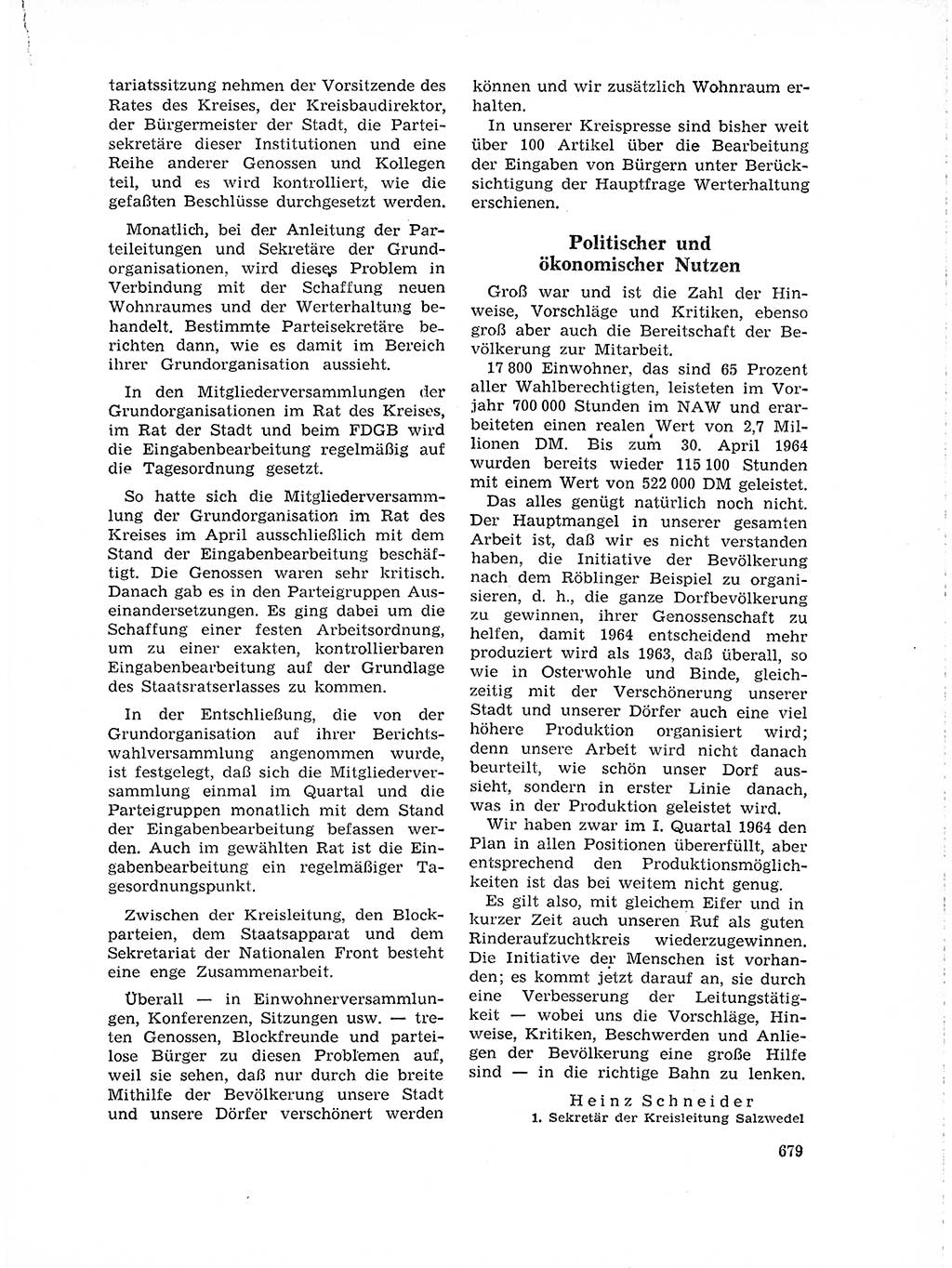 Neuer Weg (NW), Organ des Zentralkomitees (ZK) der SED (Sozialistische Einheitspartei Deutschlands) für Fragen des Parteilebens, 19. Jahrgang [Deutsche Demokratische Republik (DDR)] 1964, Seite 679 (NW ZK SED DDR 1964, S. 679)