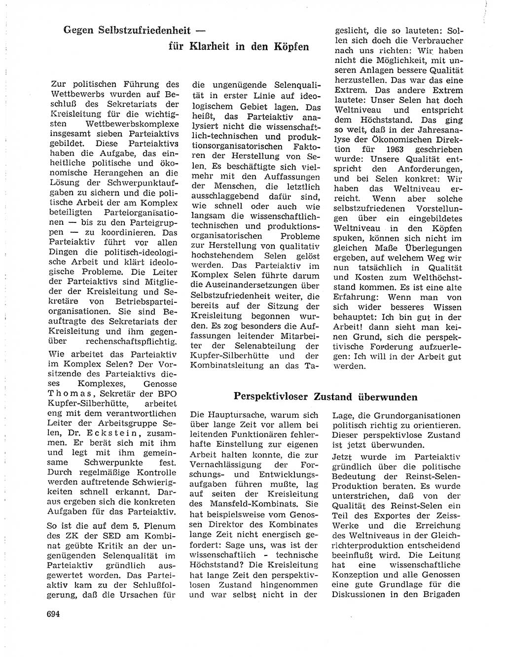 Neuer Weg (NW), Organ des Zentralkomitees (ZK) der SED (Sozialistische Einheitspartei Deutschlands) für Fragen des Parteilebens, 19. Jahrgang [Deutsche Demokratische Republik (DDR)] 1964, Seite 694 (NW ZK SED DDR 1964, S. 694)
