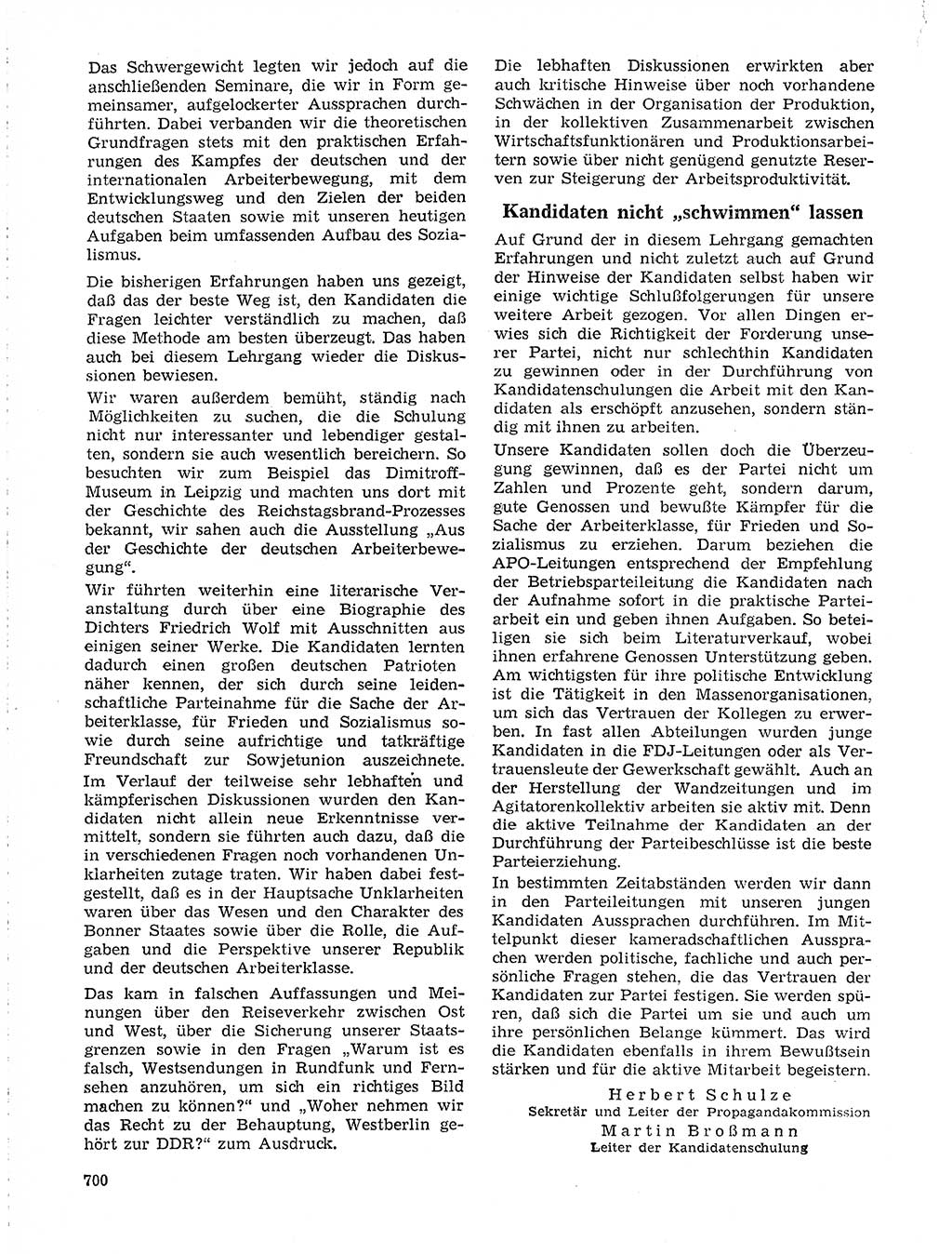 Neuer Weg (NW), Organ des Zentralkomitees (ZK) der SED (Sozialistische Einheitspartei Deutschlands) für Fragen des Parteilebens, 19. Jahrgang [Deutsche Demokratische Republik (DDR)] 1964, Seite 700 (NW ZK SED DDR 1964, S. 700)