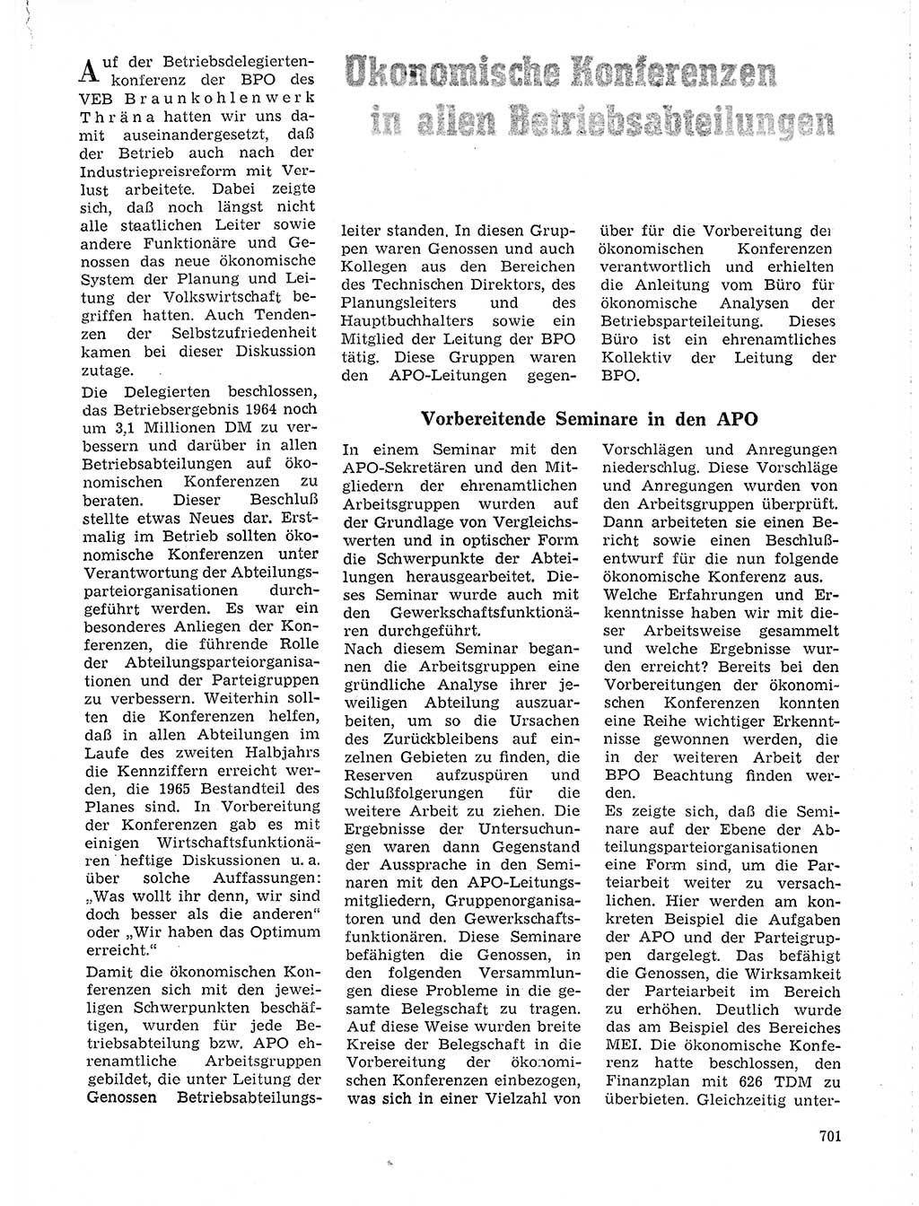 Neuer Weg (NW), Organ des Zentralkomitees (ZK) der SED (Sozialistische Einheitspartei Deutschlands) für Fragen des Parteilebens, 19. Jahrgang [Deutsche Demokratische Republik (DDR)] 1964, Seite 701 (NW ZK SED DDR 1964, S. 701)