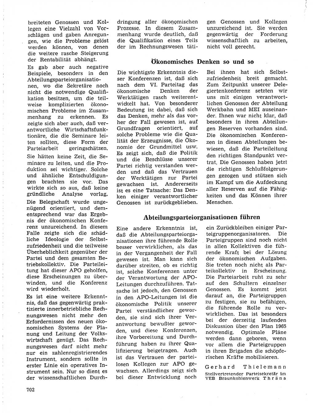 Neuer Weg (NW), Organ des Zentralkomitees (ZK) der SED (Sozialistische Einheitspartei Deutschlands) für Fragen des Parteilebens, 19. Jahrgang [Deutsche Demokratische Republik (DDR)] 1964, Seite 702 (NW ZK SED DDR 1964, S. 702)