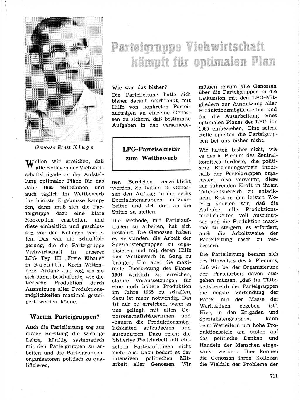 Neuer Weg (NW), Organ des Zentralkomitees (ZK) der SED (Sozialistische Einheitspartei Deutschlands) für Fragen des Parteilebens, 19. Jahrgang [Deutsche Demokratische Republik (DDR)] 1964, Seite 711 (NW ZK SED DDR 1964, S. 711)