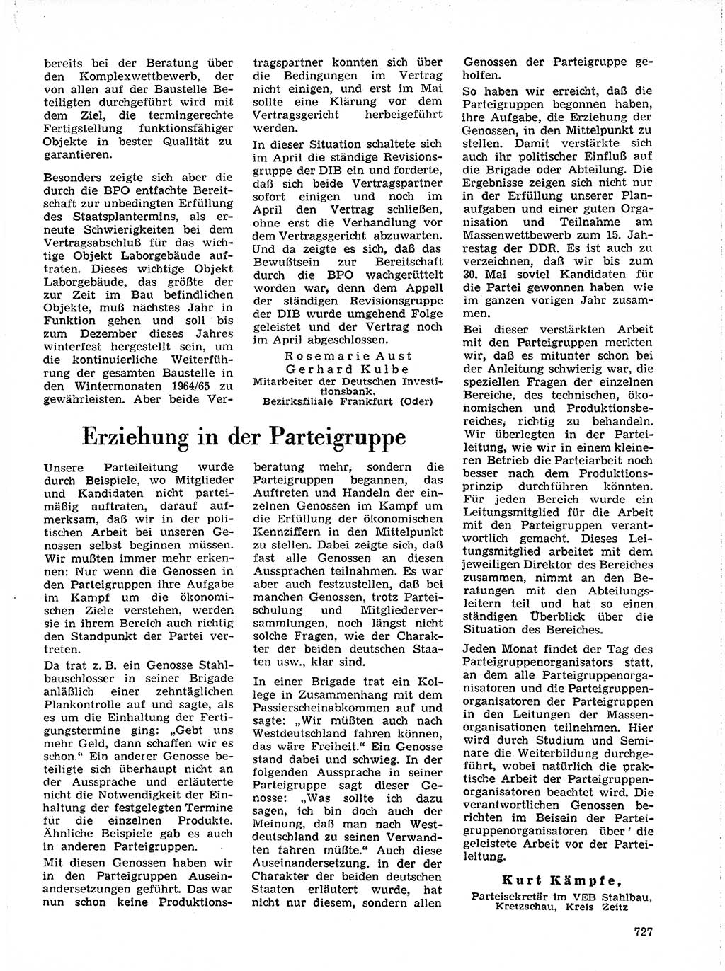 Neuer Weg (NW), Organ des Zentralkomitees (ZK) der SED (Sozialistische Einheitspartei Deutschlands) für Fragen des Parteilebens, 19. Jahrgang [Deutsche Demokratische Republik (DDR)] 1964, Seite 727 (NW ZK SED DDR 1964, S. 727)