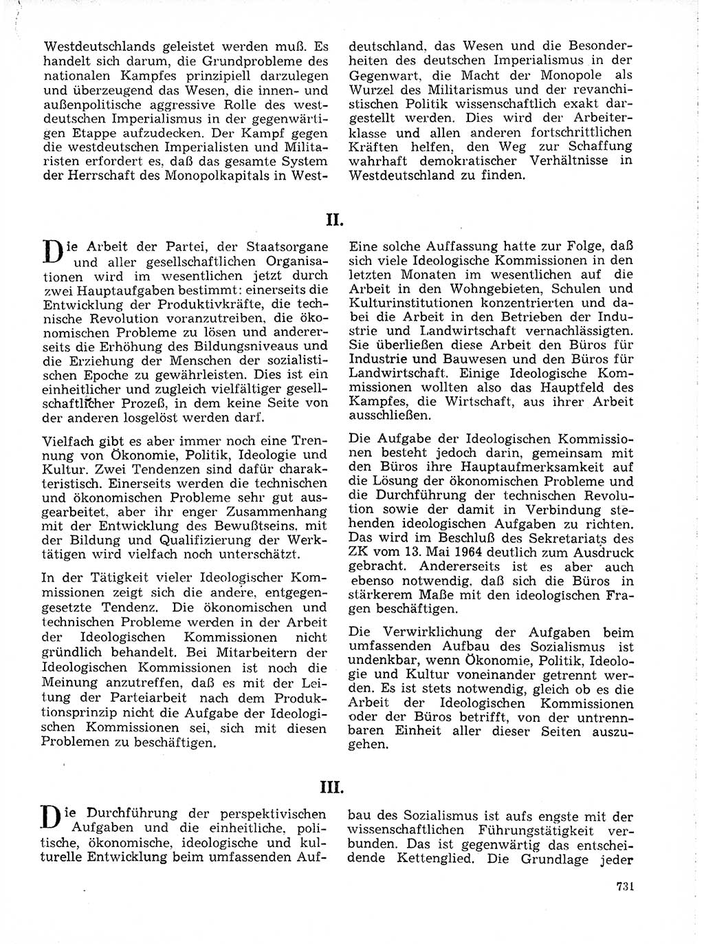 Neuer Weg (NW), Organ des Zentralkomitees (ZK) der SED (Sozialistische Einheitspartei Deutschlands) für Fragen des Parteilebens, 19. Jahrgang [Deutsche Demokratische Republik (DDR)] 1964, Seite 731 (NW ZK SED DDR 1964, S. 731)