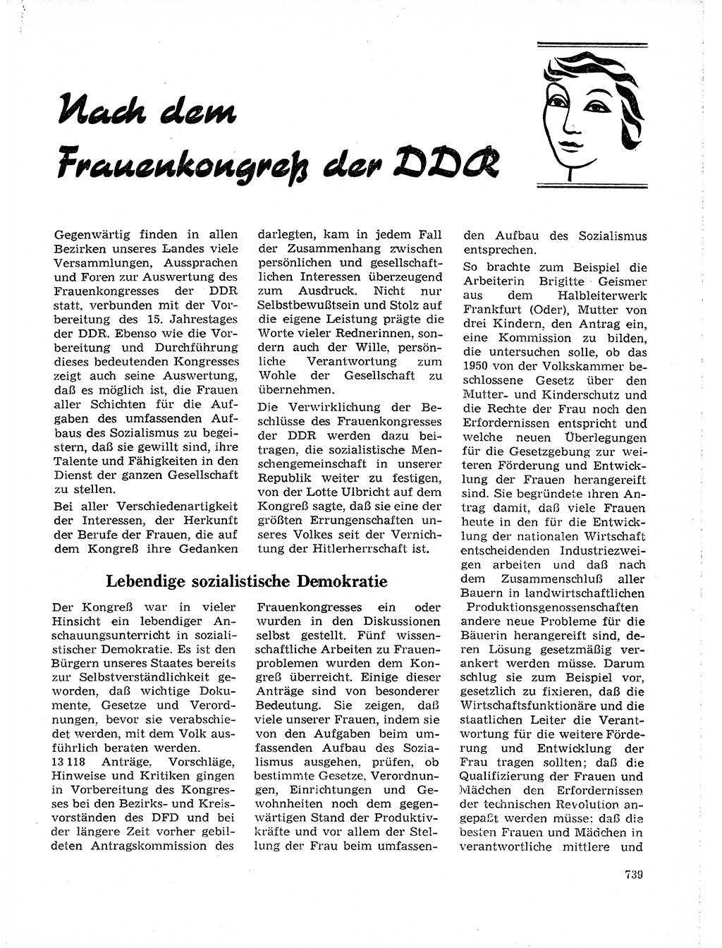 Neuer Weg (NW), Organ des Zentralkomitees (ZK) der SED (Sozialistische Einheitspartei Deutschlands) für Fragen des Parteilebens, 19. Jahrgang [Deutsche Demokratische Republik (DDR)] 1964, Seite 739 (NW ZK SED DDR 1964, S. 739)