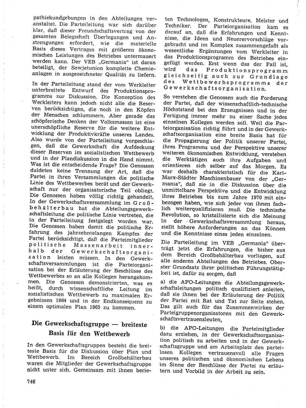 Neuer Weg (NW), Organ des Zentralkomitees (ZK) der SED (Sozialistische Einheitspartei Deutschlands) für Fragen des Parteilebens, 19. Jahrgang [Deutsche Demokratische Republik (DDR)] 1964, Seite 746 (NW ZK SED DDR 1964, S. 746)