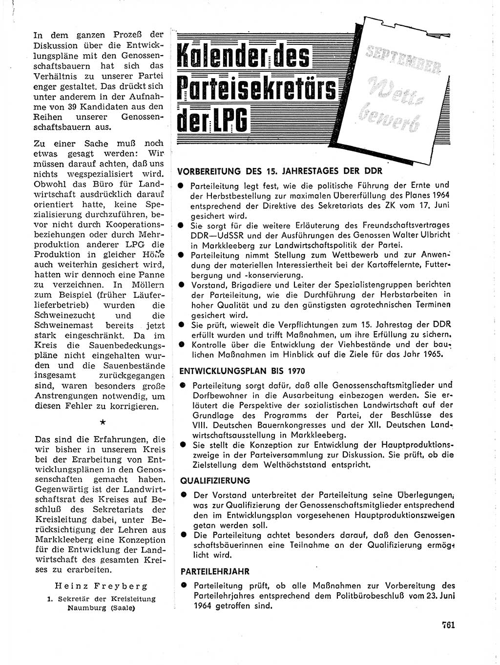 Neuer Weg (NW), Organ des Zentralkomitees (ZK) der SED (Sozialistische Einheitspartei Deutschlands) für Fragen des Parteilebens, 19. Jahrgang [Deutsche Demokratische Republik (DDR)] 1964, Seite 761 (NW ZK SED DDR 1964, S. 761)