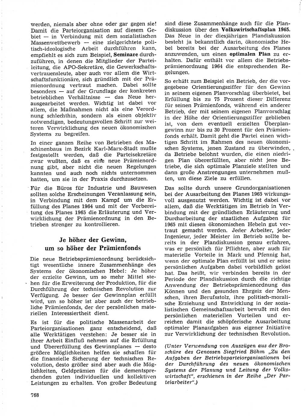 Neuer Weg (NW), Organ des Zentralkomitees (ZK) der SED (Sozialistische Einheitspartei Deutschlands) für Fragen des Parteilebens, 19. Jahrgang [Deutsche Demokratische Republik (DDR)] 1964, Seite 768 (NW ZK SED DDR 1964, S. 768)
