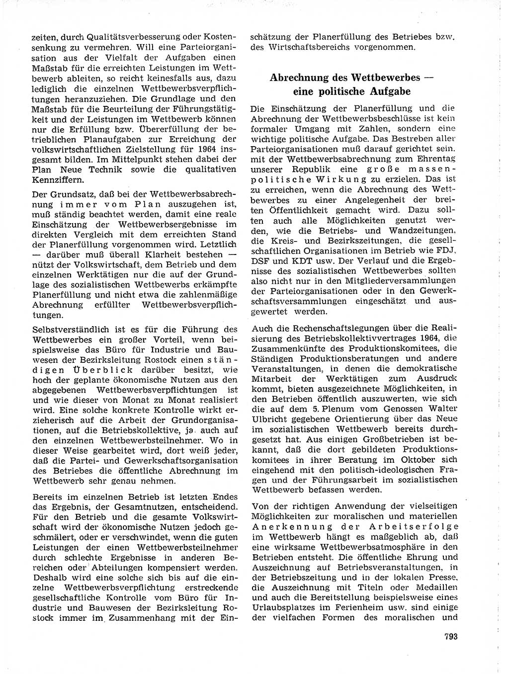 Neuer Weg (NW), Organ des Zentralkomitees (ZK) der SED (Sozialistische Einheitspartei Deutschlands) für Fragen des Parteilebens, 19. Jahrgang [Deutsche Demokratische Republik (DDR)] 1964, Seite 793 (NW ZK SED DDR 1964, S. 793)
