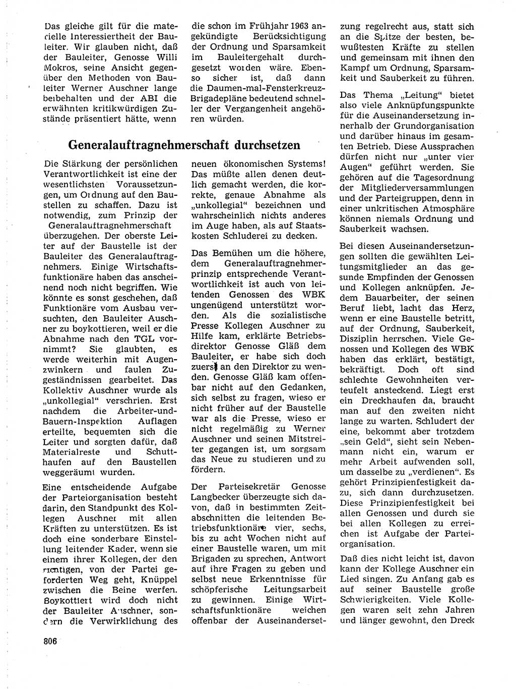 Neuer Weg (NW), Organ des Zentralkomitees (ZK) der SED (Sozialistische Einheitspartei Deutschlands) für Fragen des Parteilebens, 19. Jahrgang [Deutsche Demokratische Republik (DDR)] 1964, Seite 806 (NW ZK SED DDR 1964, S. 806)