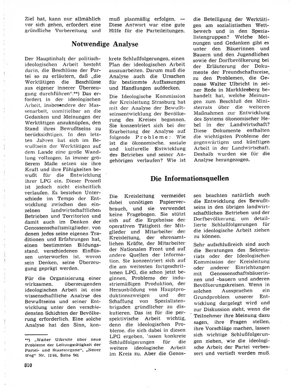 Neuer Weg (NW), Organ des Zentralkomitees (ZK) der SED (Sozialistische Einheitspartei Deutschlands) für Fragen des Parteilebens, 19. Jahrgang [Deutsche Demokratische Republik (DDR)] 1964, Seite 810 (NW ZK SED DDR 1964, S. 810)