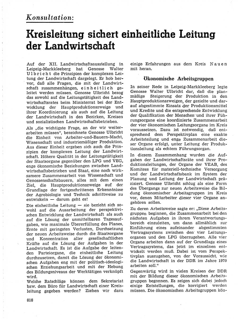 Neuer Weg (NW), Organ des Zentralkomitees (ZK) der SED (Sozialistische Einheitspartei Deutschlands) für Fragen des Parteilebens, 19. Jahrgang [Deutsche Demokratische Republik (DDR)] 1964, Seite 818 (NW ZK SED DDR 1964, S. 818)