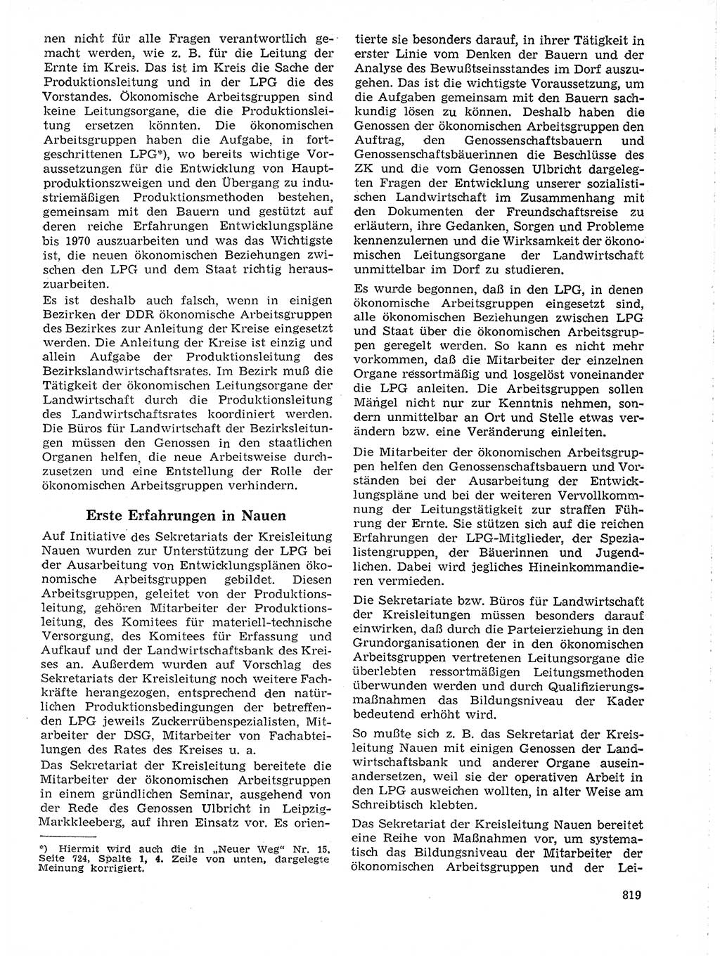 Neuer Weg (NW), Organ des Zentralkomitees (ZK) der SED (Sozialistische Einheitspartei Deutschlands) für Fragen des Parteilebens, 19. Jahrgang [Deutsche Demokratische Republik (DDR)] 1964, Seite 819 (NW ZK SED DDR 1964, S. 819)