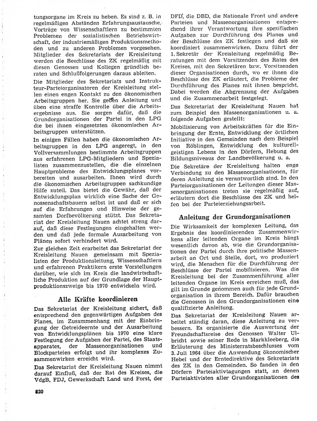 Neuer Weg (NW), Organ des Zentralkomitees (ZK) der SED (Sozialistische Einheitspartei Deutschlands) für Fragen des Parteilebens, 19. Jahrgang [Deutsche Demokratische Republik (DDR)] 1964, Seite 820 (NW ZK SED DDR 1964, S. 820)