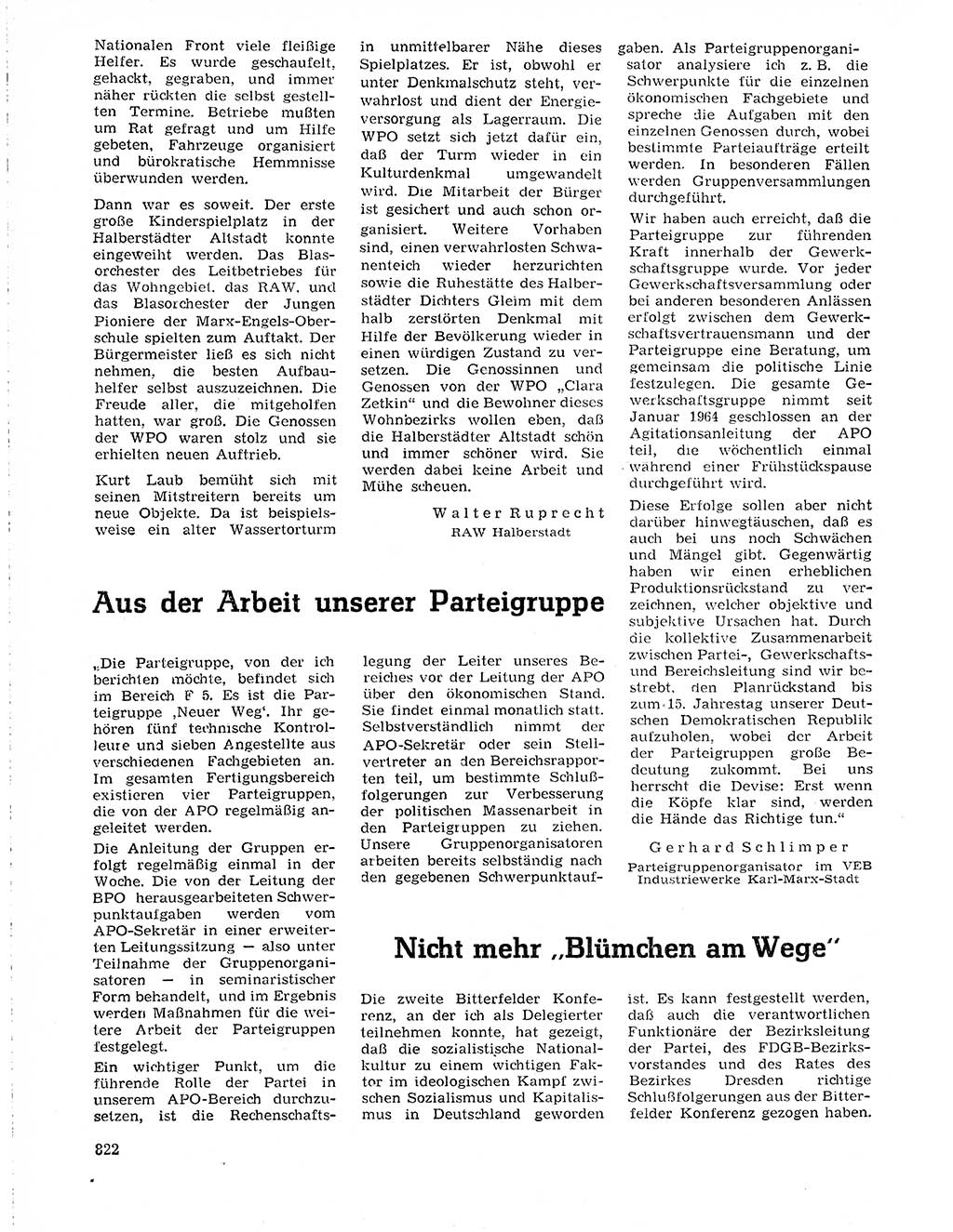 Neuer Weg (NW), Organ des Zentralkomitees (ZK) der SED (Sozialistische Einheitspartei Deutschlands) für Fragen des Parteilebens, 19. Jahrgang [Deutsche Demokratische Republik (DDR)] 1964, Seite 822 (NW ZK SED DDR 1964, S. 822)