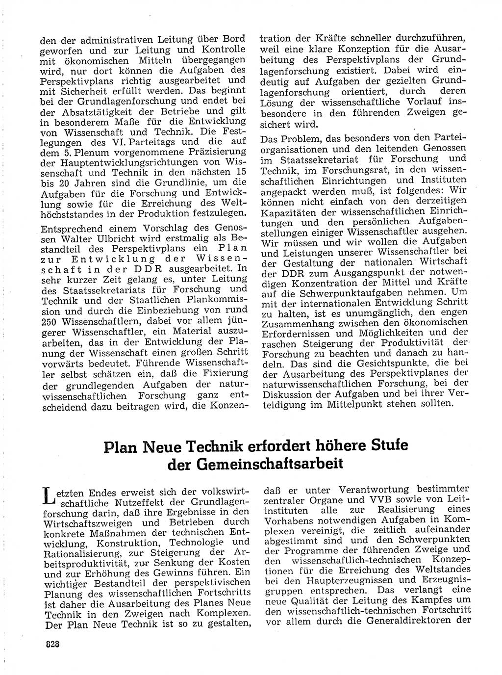 Neuer Weg (NW), Organ des Zentralkomitees (ZK) der SED (Sozialistische Einheitspartei Deutschlands) für Fragen des Parteilebens, 19. Jahrgang [Deutsche Demokratische Republik (DDR)] 1964, Seite 828 (NW ZK SED DDR 1964, S. 828)