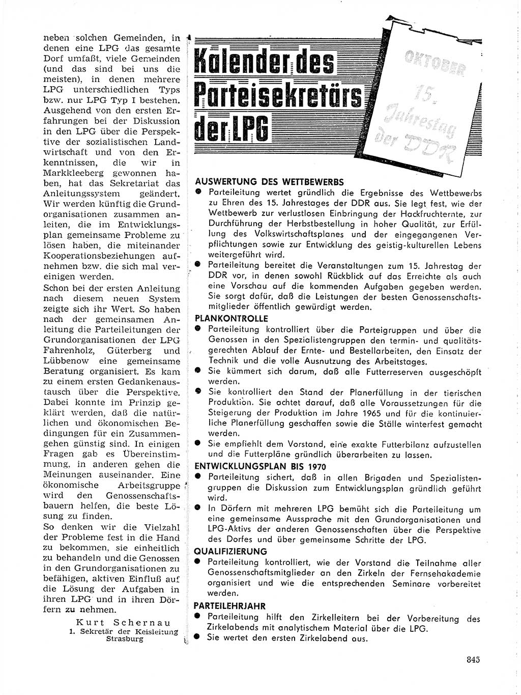 Neuer Weg (NW), Organ des Zentralkomitees (ZK) der SED (Sozialistische Einheitspartei Deutschlands) für Fragen des Parteilebens, 19. Jahrgang [Deutsche Demokratische Republik (DDR)] 1964, Seite 845 (NW ZK SED DDR 1964, S. 845)