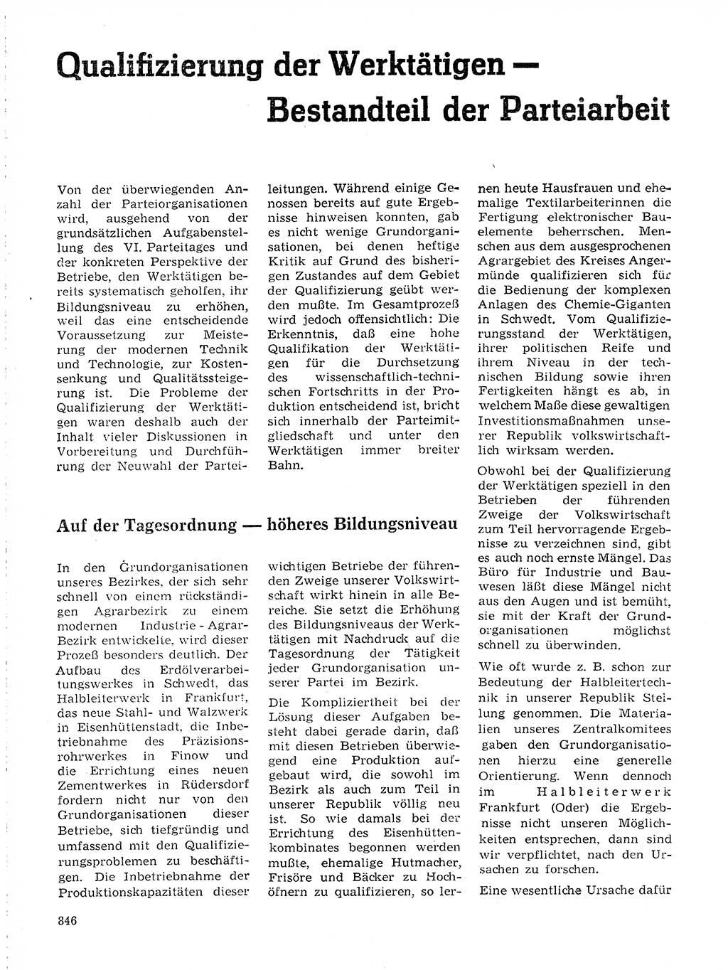 Neuer Weg (NW), Organ des Zentralkomitees (ZK) der SED (Sozialistische Einheitspartei Deutschlands) für Fragen des Parteilebens, 19. Jahrgang [Deutsche Demokratische Republik (DDR)] 1964, Seite 846 (NW ZK SED DDR 1964, S. 846)