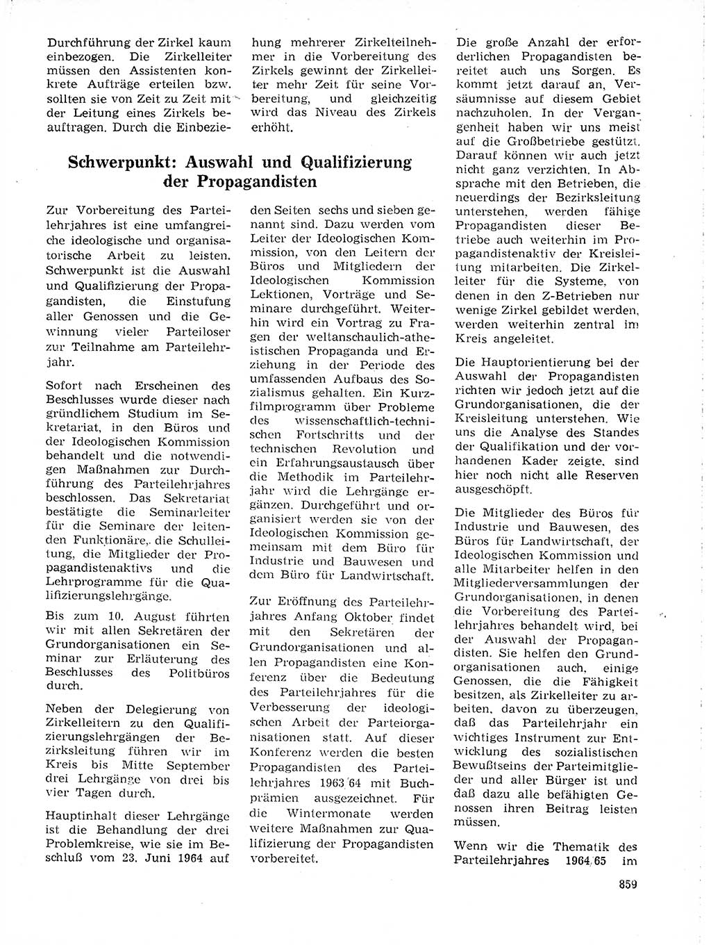 Neuer Weg (NW), Organ des Zentralkomitees (ZK) der SED (Sozialistische Einheitspartei Deutschlands) für Fragen des Parteilebens, 19. Jahrgang [Deutsche Demokratische Republik (DDR)] 1964, Seite 859 (NW ZK SED DDR 1964, S. 859)