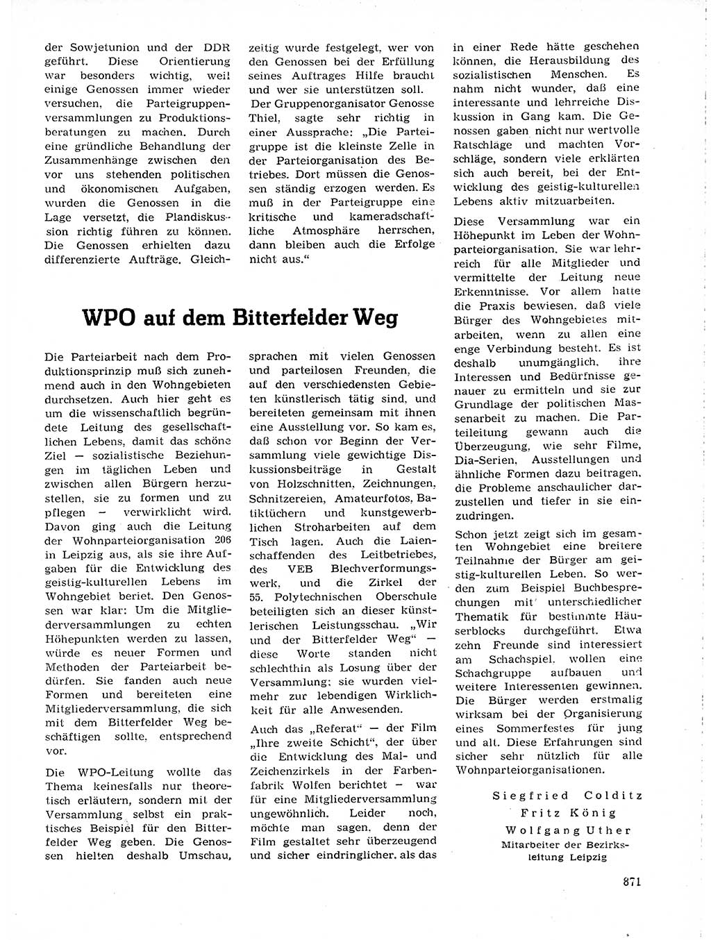 Neuer Weg (NW), Organ des Zentralkomitees (ZK) der SED (Sozialistische Einheitspartei Deutschlands) für Fragen des Parteilebens, 19. Jahrgang [Deutsche Demokratische Republik (DDR)] 1964, Seite 871 (NW ZK SED DDR 1964, S. 871)