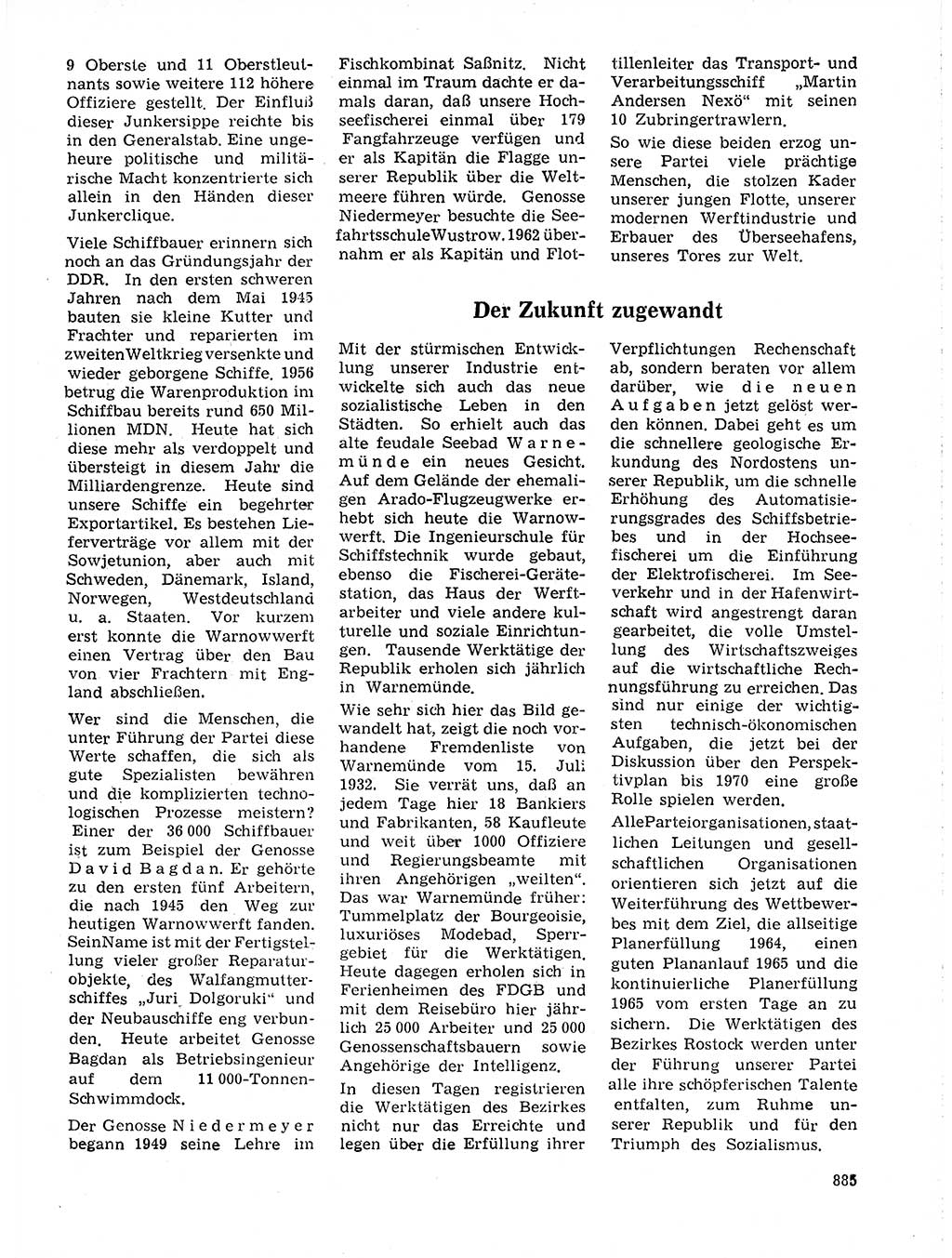 Neuer Weg (NW), Organ des Zentralkomitees (ZK) der SED (Sozialistische Einheitspartei Deutschlands) für Fragen des Parteilebens, 19. Jahrgang [Deutsche Demokratische Republik (DDR)] 1964, Seite 885 (NW ZK SED DDR 1964, S. 885)