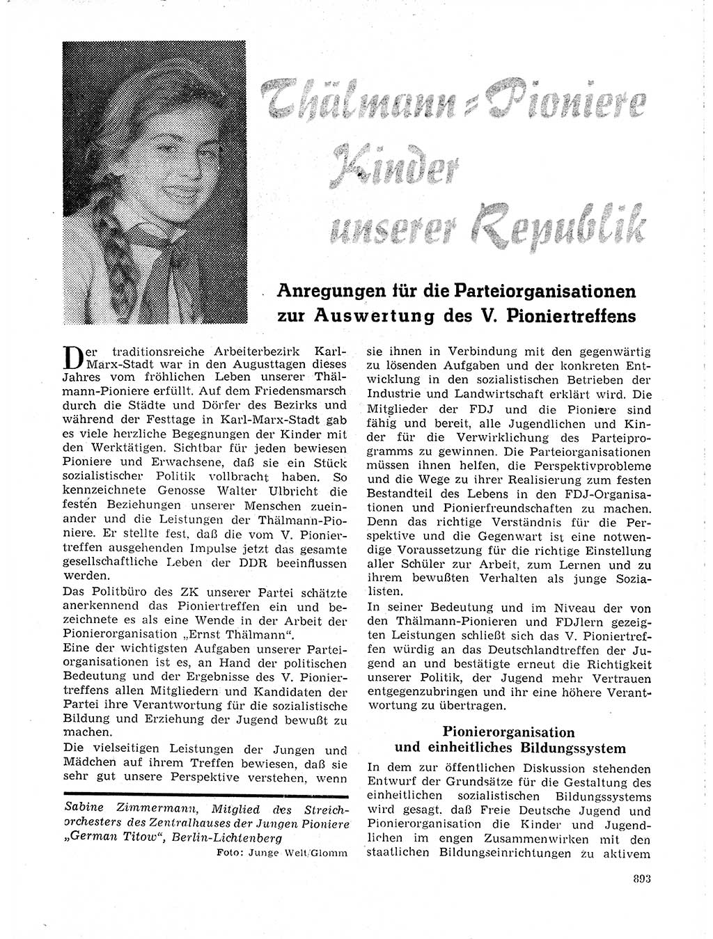 Neuer Weg (NW), Organ des Zentralkomitees (ZK) der SED (Sozialistische Einheitspartei Deutschlands) für Fragen des Parteilebens, 19. Jahrgang [Deutsche Demokratische Republik (DDR)] 1964, Seite 893 (NW ZK SED DDR 1964, S. 893)