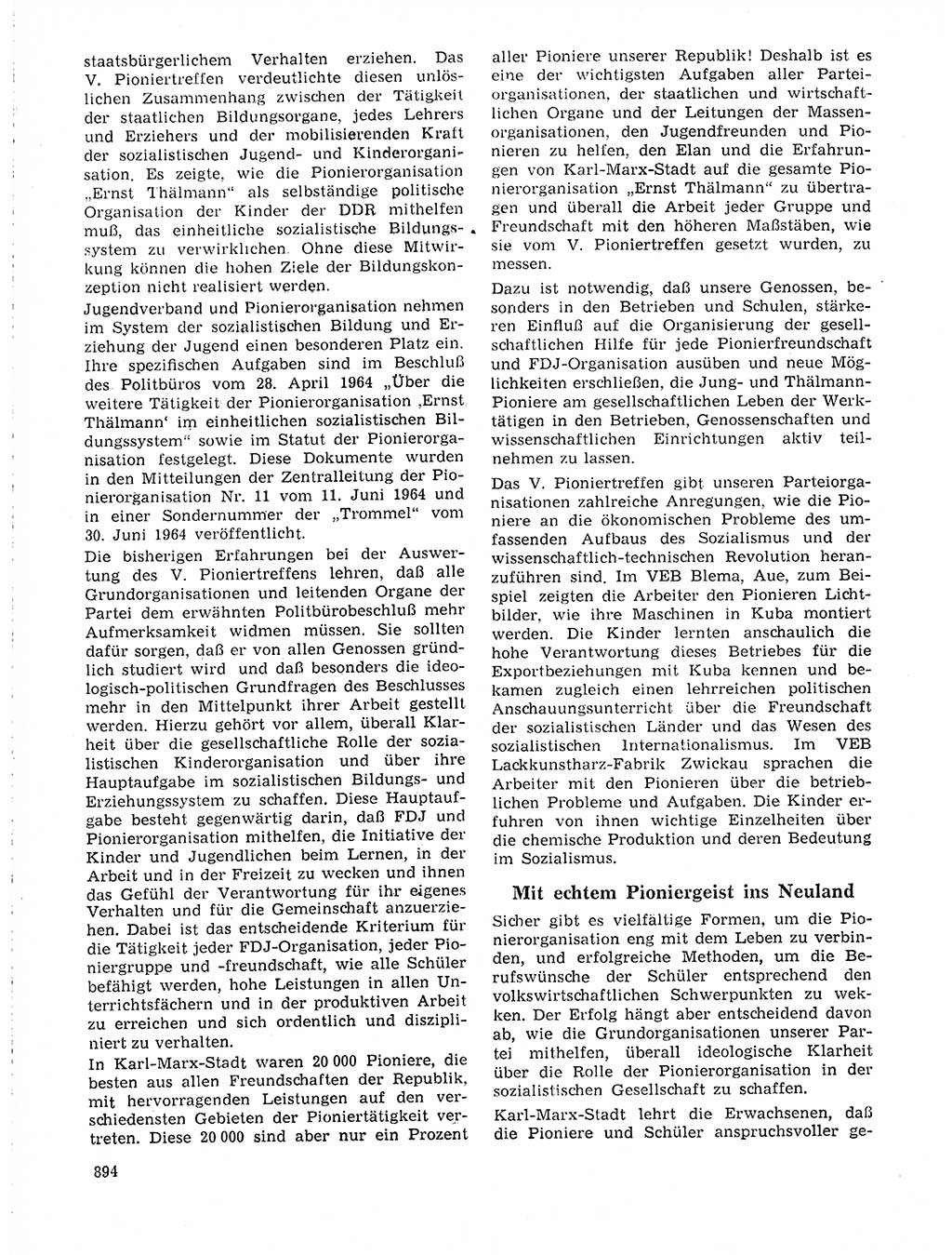 Neuer Weg (NW), Organ des Zentralkomitees (ZK) der SED (Sozialistische Einheitspartei Deutschlands) für Fragen des Parteilebens, 19. Jahrgang [Deutsche Demokratische Republik (DDR)] 1964, Seite 894 (NW ZK SED DDR 1964, S. 894)