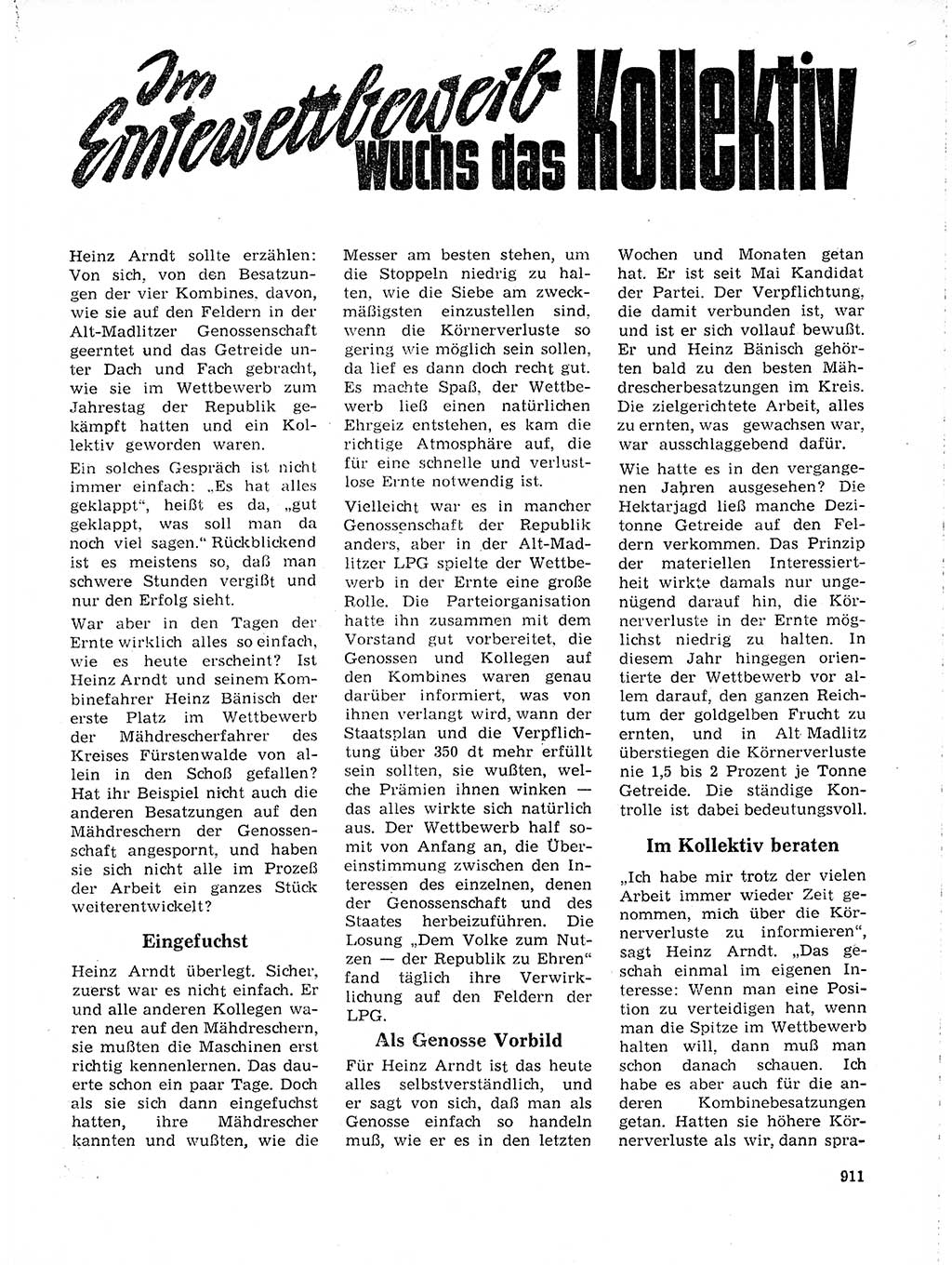 Neuer Weg (NW), Organ des Zentralkomitees (ZK) der SED (Sozialistische Einheitspartei Deutschlands) für Fragen des Parteilebens, 19. Jahrgang [Deutsche Demokratische Republik (DDR)] 1964, Seite 911 (NW ZK SED DDR 1964, S. 911)