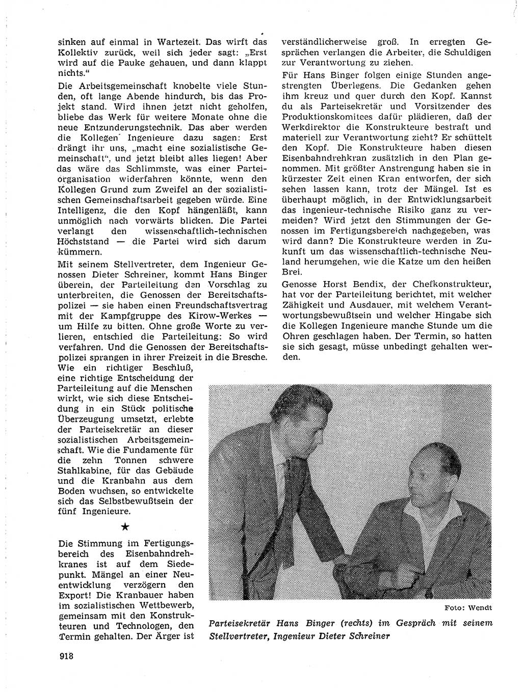Neuer Weg (NW), Organ des Zentralkomitees (ZK) der SED (Sozialistische Einheitspartei Deutschlands) für Fragen des Parteilebens, 19. Jahrgang [Deutsche Demokratische Republik (DDR)] 1964, Seite 918 (NW ZK SED DDR 1964, S. 918)