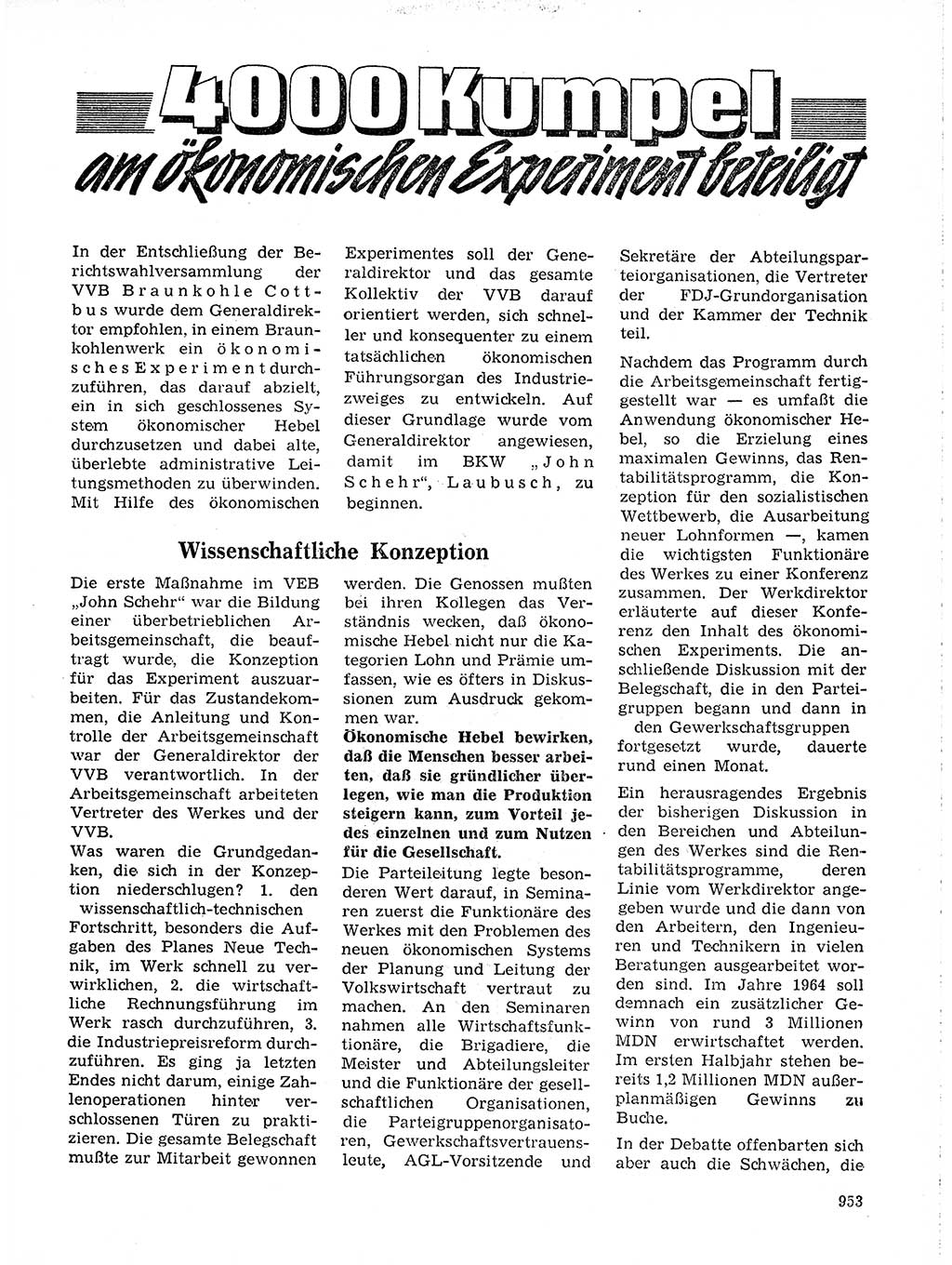 Neuer Weg (NW), Organ des Zentralkomitees (ZK) der SED (Sozialistische Einheitspartei Deutschlands) für Fragen des Parteilebens, 19. Jahrgang [Deutsche Demokratische Republik (DDR)] 1964, Seite 953 (NW ZK SED DDR 1964, S. 953)