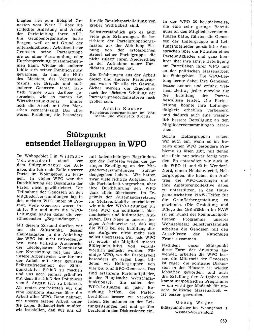 Neuer Weg (NW), Organ des Zentralkomitees (ZK) der SED (Sozialistische Einheitspartei Deutschlands) für Fragen des Parteilebens, 19. Jahrgang [Deutsche Demokratische Republik (DDR)] 1964, Seite 969 (NW ZK SED DDR 1964, S. 969)