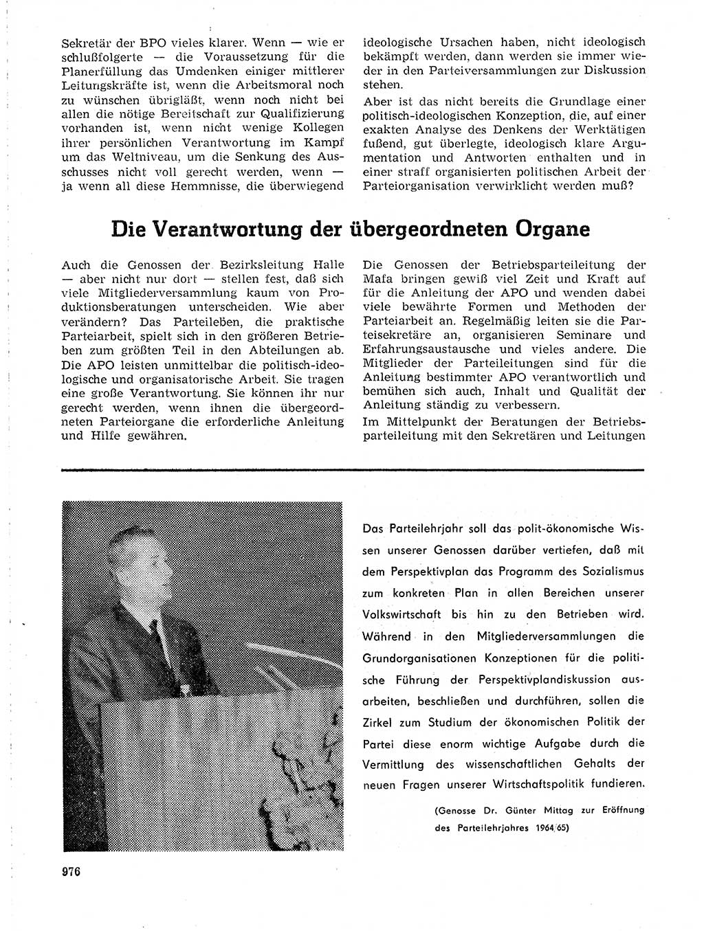 Neuer Weg (NW), Organ des Zentralkomitees (ZK) der SED (Sozialistische Einheitspartei Deutschlands) für Fragen des Parteilebens, 19. Jahrgang [Deutsche Demokratische Republik (DDR)] 1964, Seite 976 (NW ZK SED DDR 1964, S. 976)