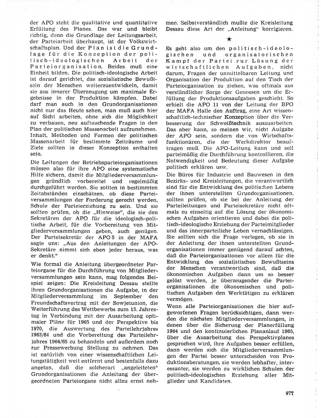 Neuer Weg (NW), Organ des Zentralkomitees (ZK) der SED (Sozialistische Einheitspartei Deutschlands) für Fragen des Parteilebens, 19. Jahrgang [Deutsche Demokratische Republik (DDR)] 1964, Seite 977 (NW ZK SED DDR 1964, S. 977)