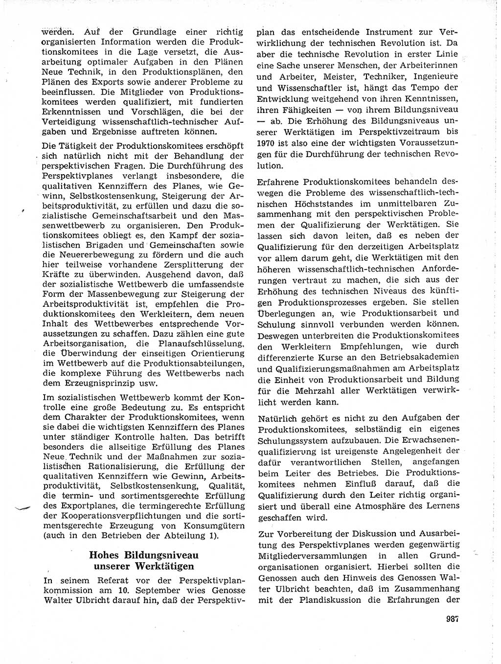 Neuer Weg (NW), Organ des Zentralkomitees (ZK) der SED (Sozialistische Einheitspartei Deutschlands) für Fragen des Parteilebens, 19. Jahrgang [Deutsche Demokratische Republik (DDR)] 1964, Seite 987 (NW ZK SED DDR 1964, S. 987)