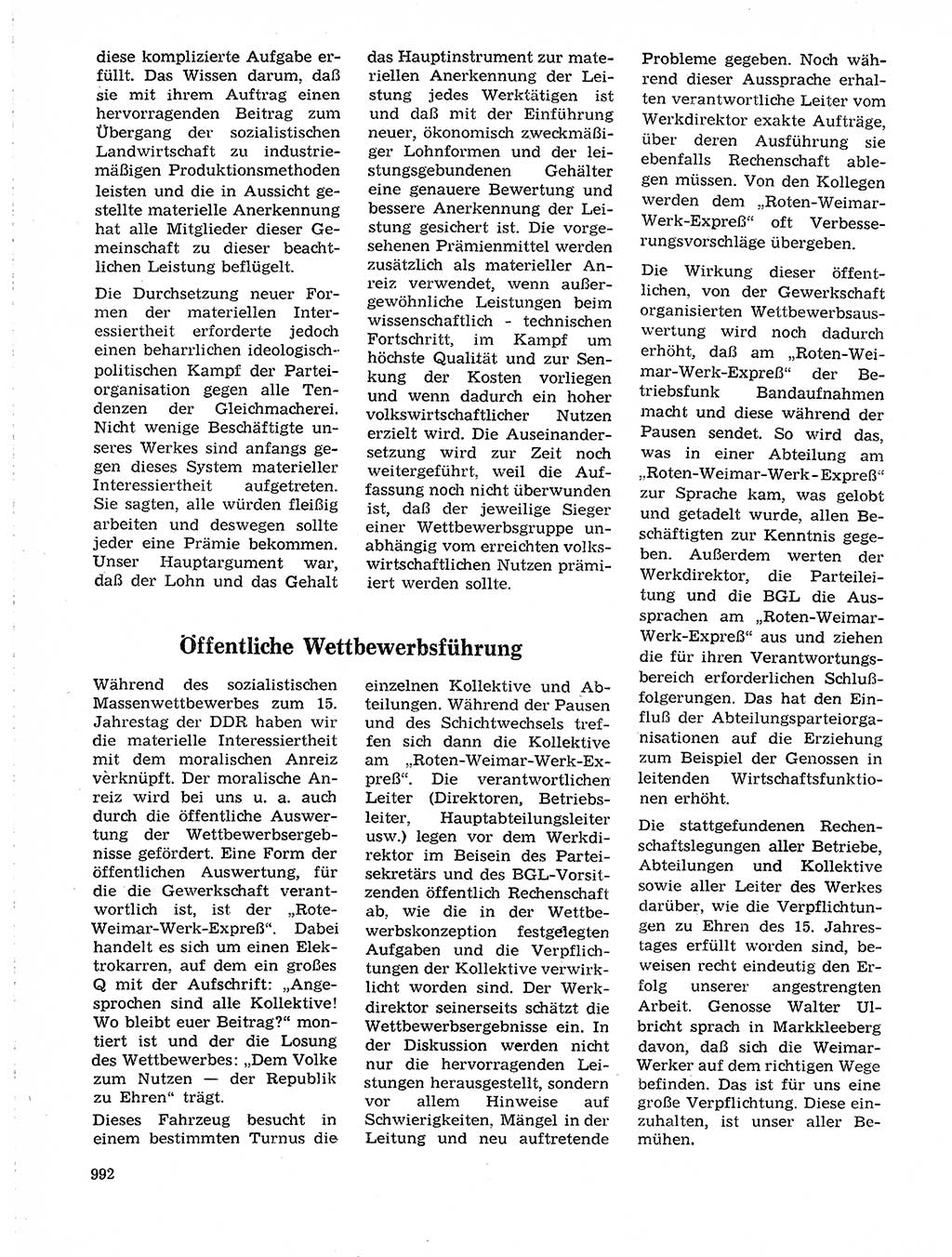Neuer Weg (NW), Organ des Zentralkomitees (ZK) der SED (Sozialistische Einheitspartei Deutschlands) für Fragen des Parteilebens, 19. Jahrgang [Deutsche Demokratische Republik (DDR)] 1964, Seite 992 (NW ZK SED DDR 1964, S. 992)