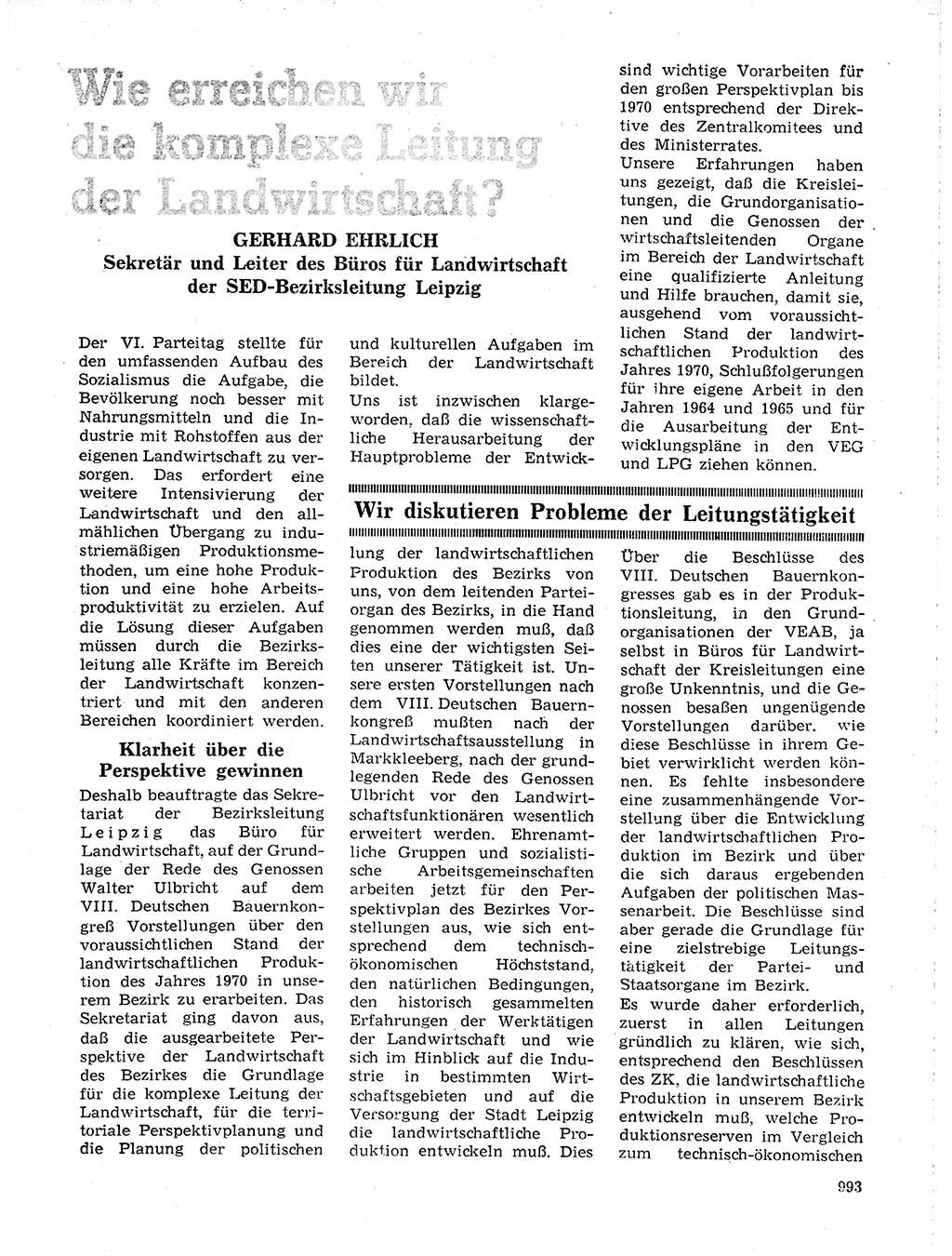 Neuer Weg (NW), Organ des Zentralkomitees (ZK) der SED (Sozialistische Einheitspartei Deutschlands) für Fragen des Parteilebens, 19. Jahrgang [Deutsche Demokratische Republik (DDR)] 1964, Seite 993 (NW ZK SED DDR 1964, S. 993)