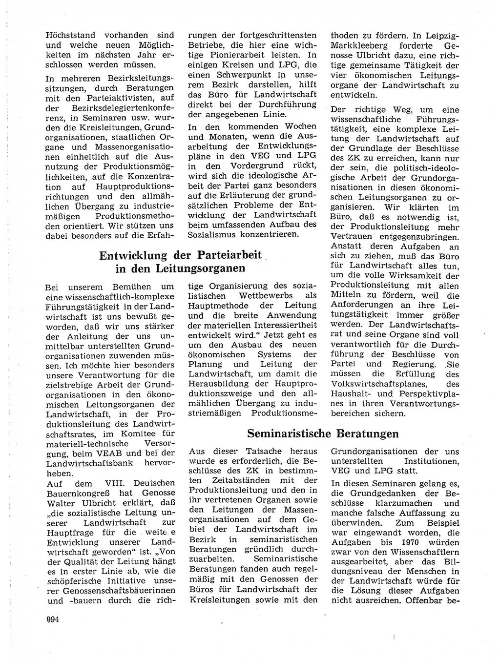 Neuer Weg (NW), Organ des Zentralkomitees (ZK) der SED (Sozialistische Einheitspartei Deutschlands) für Fragen des Parteilebens, 19. Jahrgang [Deutsche Demokratische Republik (DDR)] 1964, Seite 994 (NW ZK SED DDR 1964, S. 994)