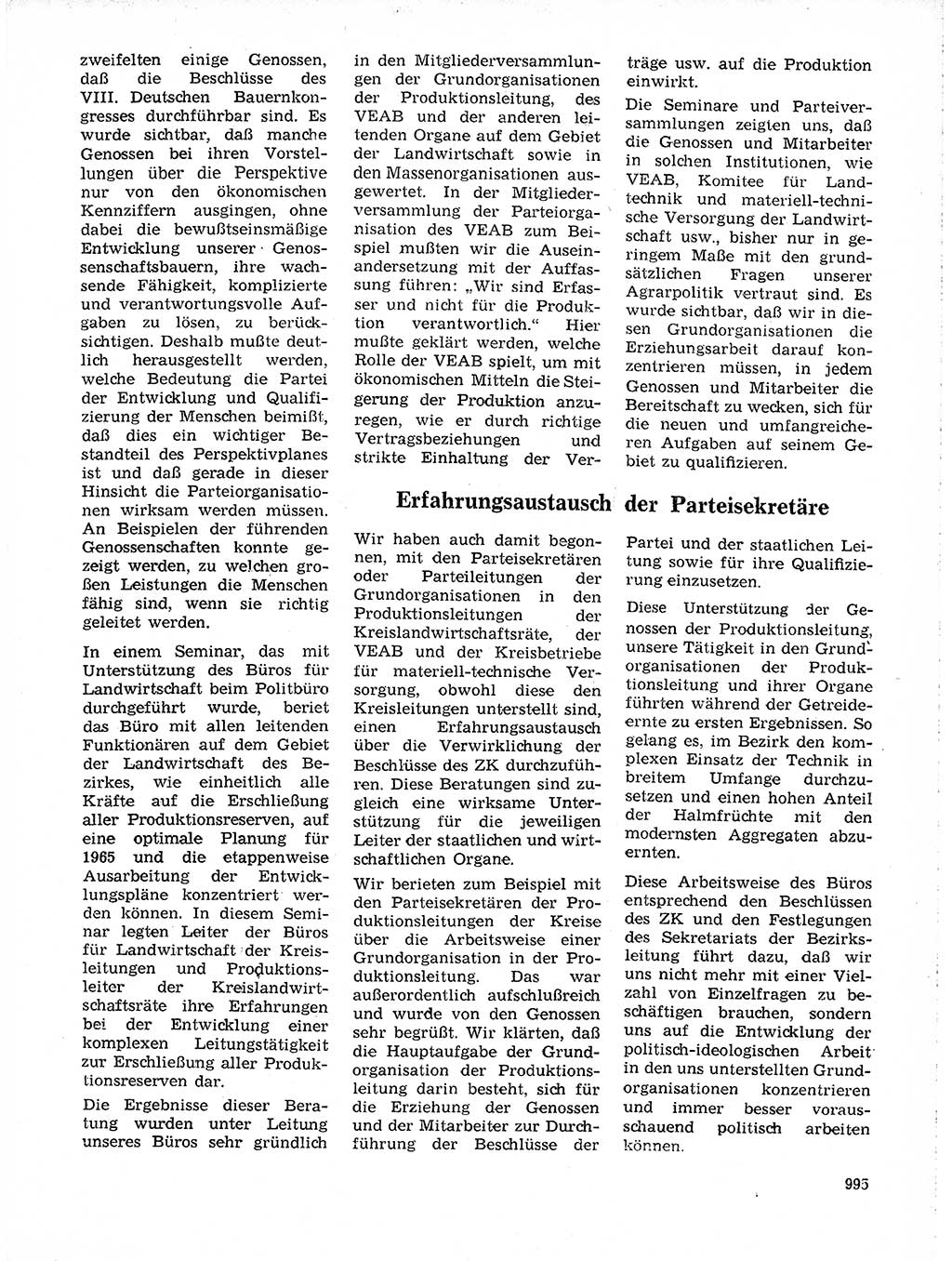Neuer Weg (NW), Organ des Zentralkomitees (ZK) der SED (Sozialistische Einheitspartei Deutschlands) für Fragen des Parteilebens, 19. Jahrgang [Deutsche Demokratische Republik (DDR)] 1964, Seite 995 (NW ZK SED DDR 1964, S. 995)