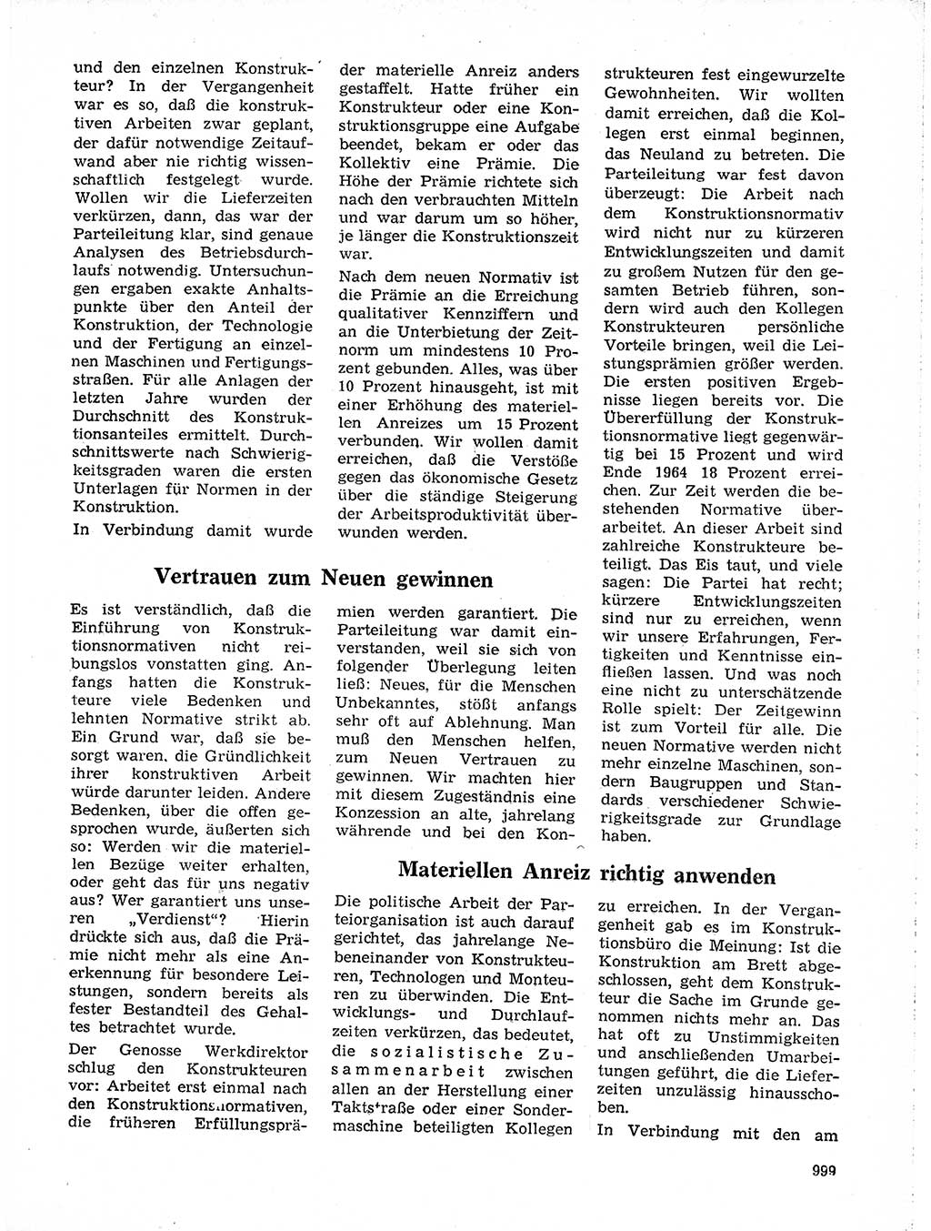 Neuer Weg (NW), Organ des Zentralkomitees (ZK) der SED (Sozialistische Einheitspartei Deutschlands) für Fragen des Parteilebens, 19. Jahrgang [Deutsche Demokratische Republik (DDR)] 1964, Seite 999 (NW ZK SED DDR 1964, S. 999)