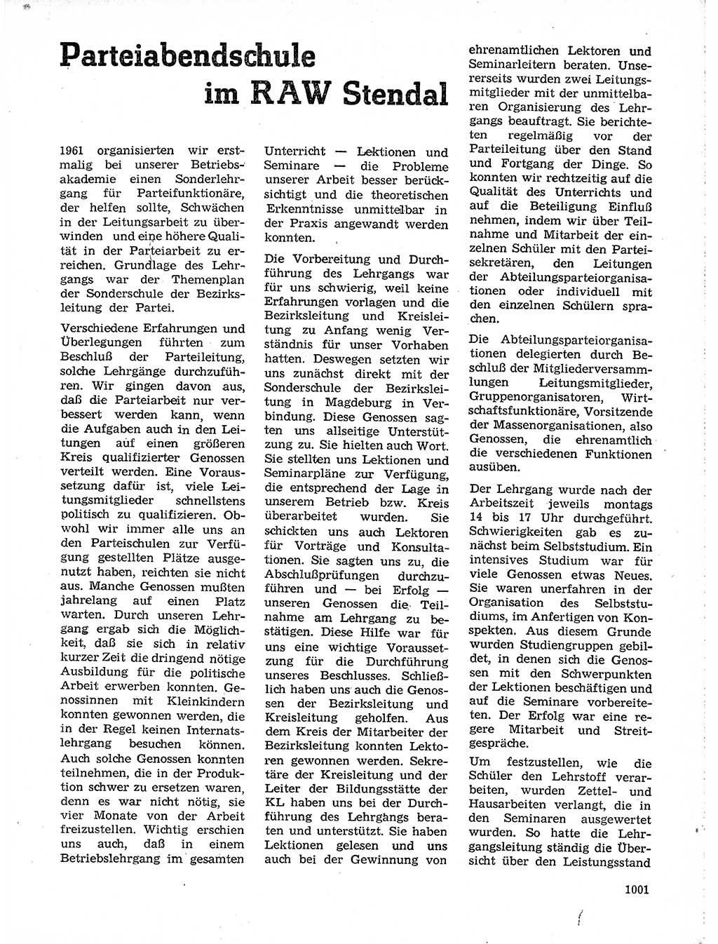 Neuer Weg (NW), Organ des Zentralkomitees (ZK) der SED (Sozialistische Einheitspartei Deutschlands) für Fragen des Parteilebens, 19. Jahrgang [Deutsche Demokratische Republik (DDR)] 1964, Seite 1001 (NW ZK SED DDR 1964, S. 1001)