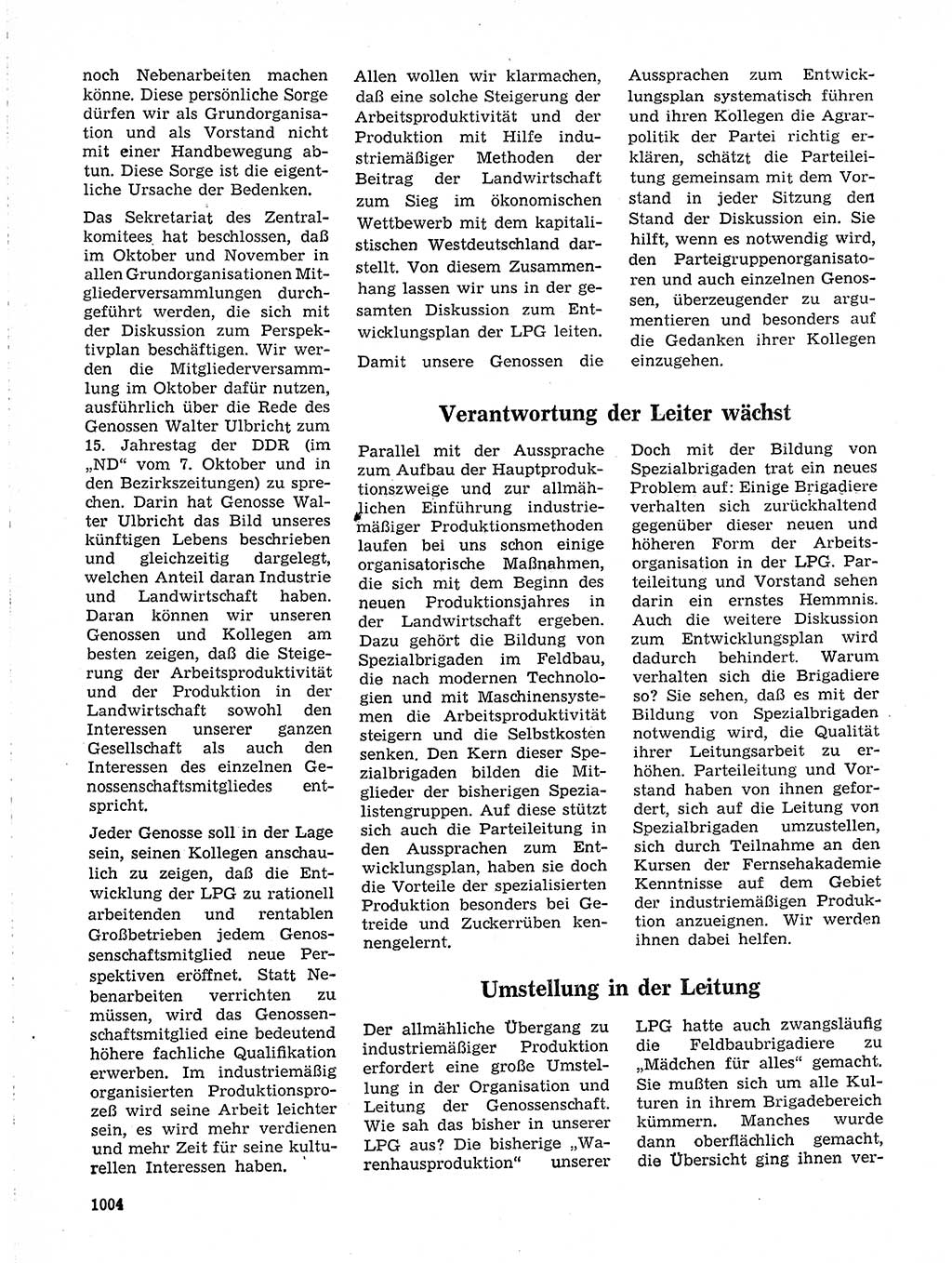Neuer Weg (NW), Organ des Zentralkomitees (ZK) der SED (Sozialistische Einheitspartei Deutschlands) für Fragen des Parteilebens, 19. Jahrgang [Deutsche Demokratische Republik (DDR)] 1964, Seite 1004 (NW ZK SED DDR 1964, S. 1004)