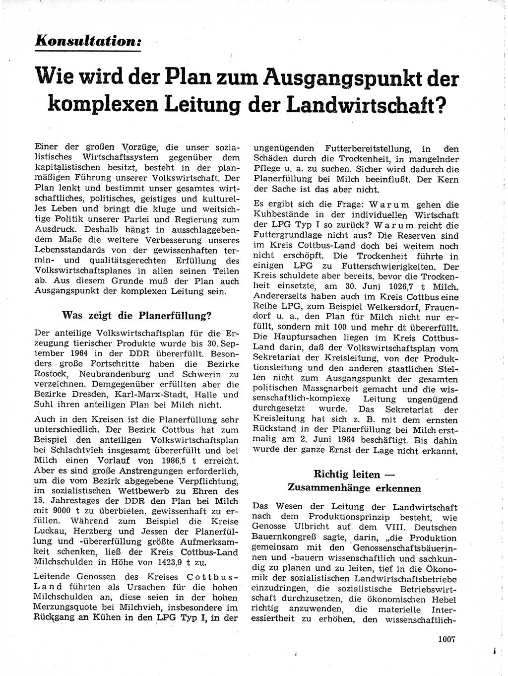 Neuer Weg (NW), Organ des Zentralkomitees (ZK) der SED (Sozialistische Einheitspartei Deutschlands) für Fragen des Parteilebens, 19. Jahrgang [Deutsche Demokratische Republik (DDR)] 1964, Seite 1007 (NW ZK SED DDR 1964, S. 1007)