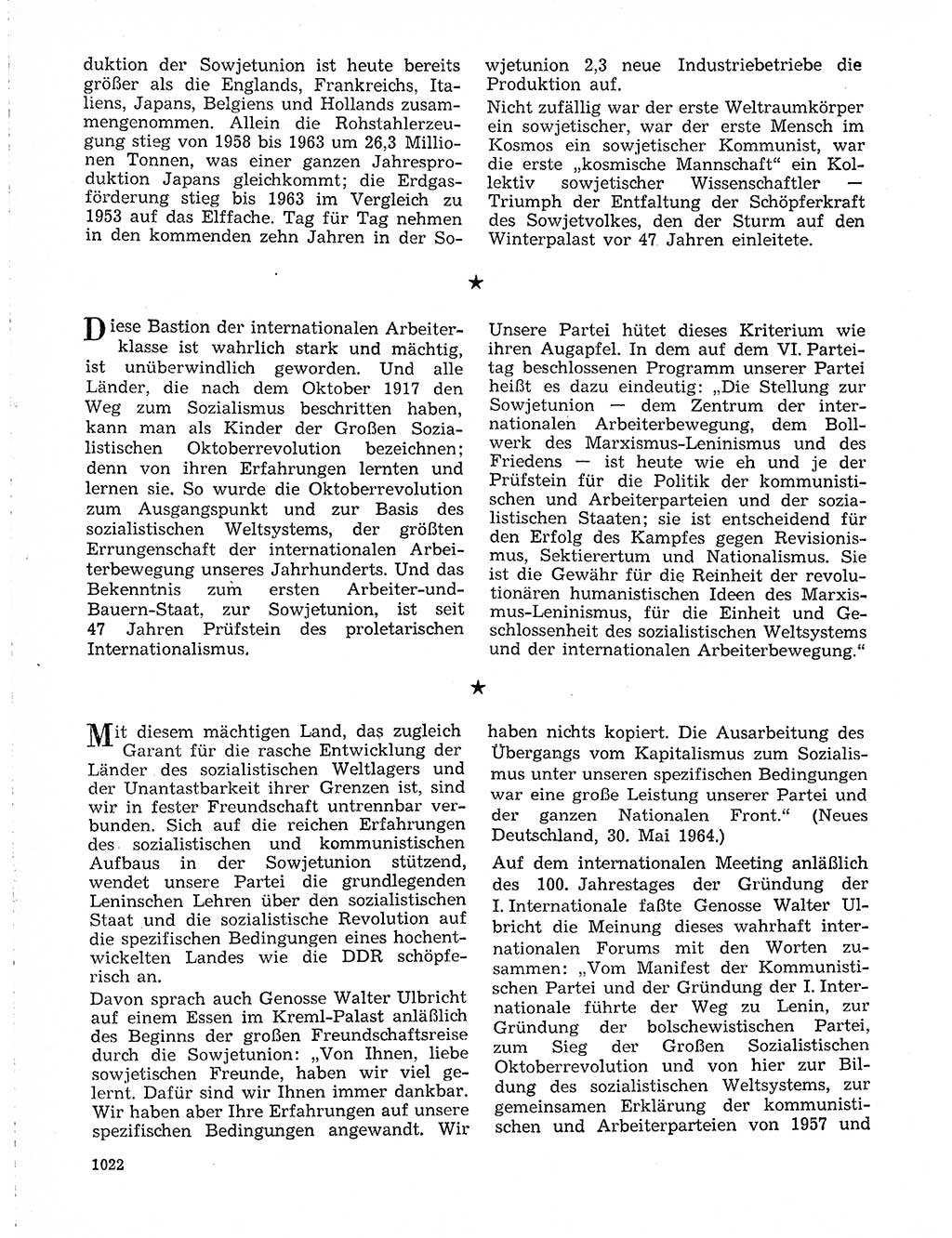 Neuer Weg (NW), Organ des Zentralkomitees (ZK) der SED (Sozialistische Einheitspartei Deutschlands) für Fragen des Parteilebens, 19. Jahrgang [Deutsche Demokratische Republik (DDR)] 1964, Seite 1022 (NW ZK SED DDR 1964, S. 1022)