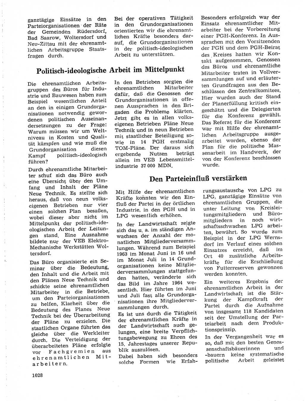 Neuer Weg (NW), Organ des Zentralkomitees (ZK) der SED (Sozialistische Einheitspartei Deutschlands) für Fragen des Parteilebens, 19. Jahrgang [Deutsche Demokratische Republik (DDR)] 1964, Seite 1028 (NW ZK SED DDR 1964, S. 1028)