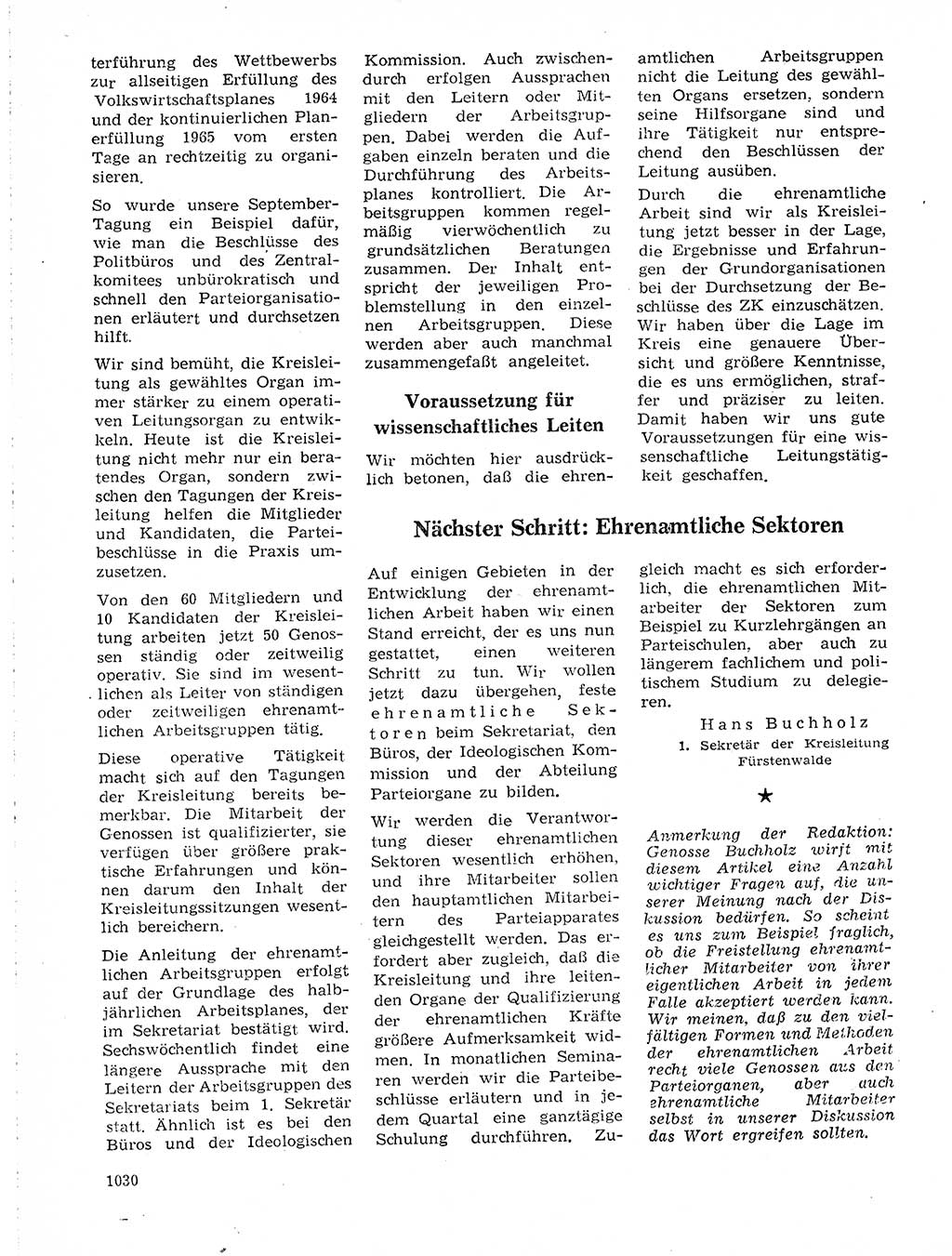 Neuer Weg (NW), Organ des Zentralkomitees (ZK) der SED (Sozialistische Einheitspartei Deutschlands) für Fragen des Parteilebens, 19. Jahrgang [Deutsche Demokratische Republik (DDR)] 1964, Seite 1030 (NW ZK SED DDR 1964, S. 1030)