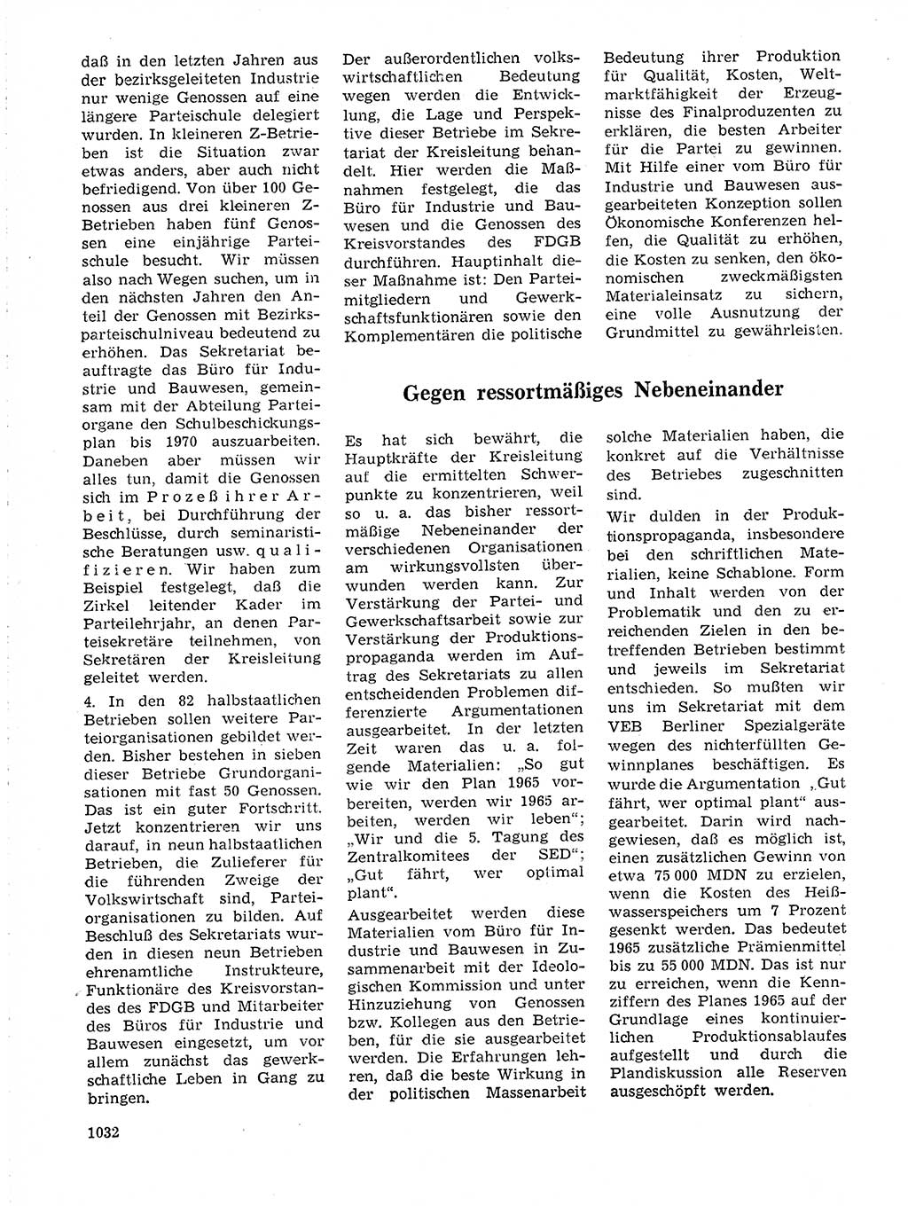 Neuer Weg (NW), Organ des Zentralkomitees (ZK) der SED (Sozialistische Einheitspartei Deutschlands) für Fragen des Parteilebens, 19. Jahrgang [Deutsche Demokratische Republik (DDR)] 1964, Seite 1032 (NW ZK SED DDR 1964, S. 1032)