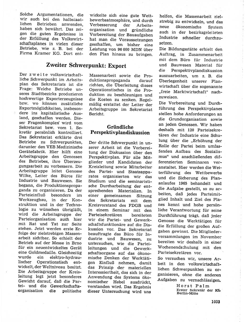 Neuer Weg (NW), Organ des Zentralkomitees (ZK) der SED (Sozialistische Einheitspartei Deutschlands) für Fragen des Parteilebens, 19. Jahrgang [Deutsche Demokratische Republik (DDR)] 1964, Seite 1033 (NW ZK SED DDR 1964, S. 1033)