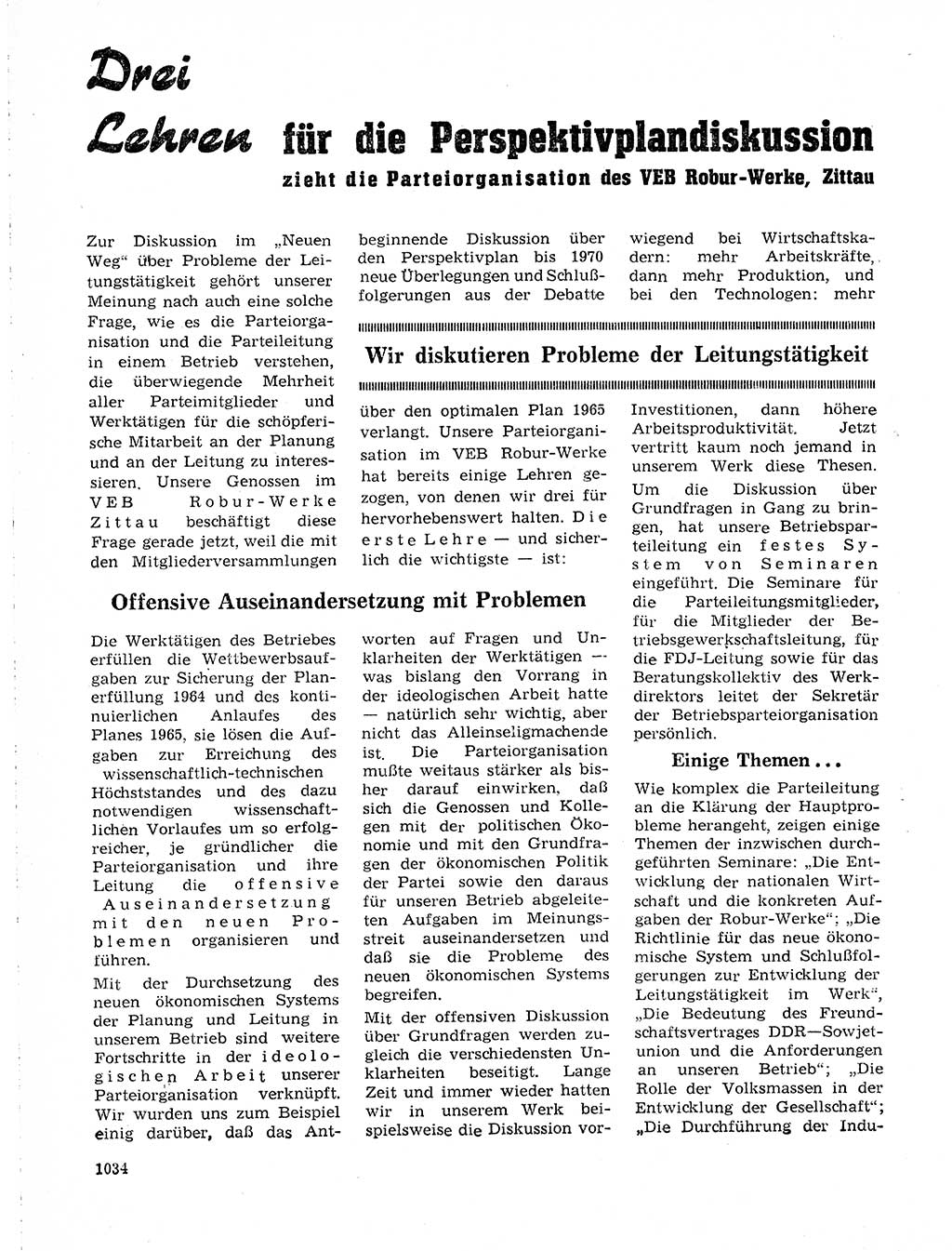 Neuer Weg (NW), Organ des Zentralkomitees (ZK) der SED (Sozialistische Einheitspartei Deutschlands) für Fragen des Parteilebens, 19. Jahrgang [Deutsche Demokratische Republik (DDR)] 1964, Seite 1034 (NW ZK SED DDR 1964, S. 1034)