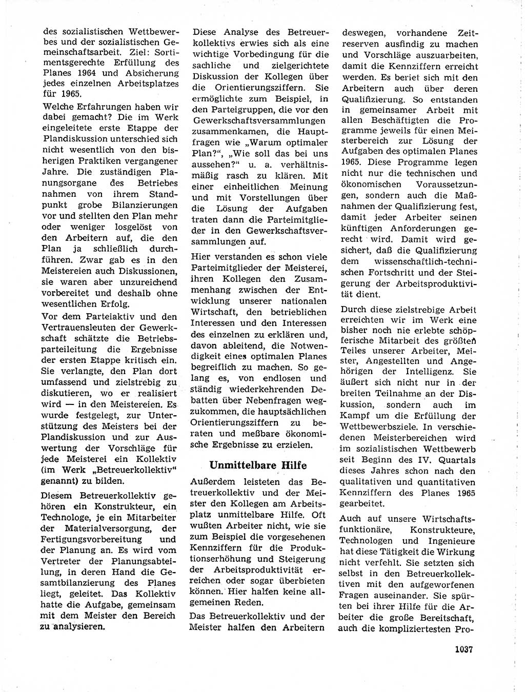 Neuer Weg (NW), Organ des Zentralkomitees (ZK) der SED (Sozialistische Einheitspartei Deutschlands) für Fragen des Parteilebens, 19. Jahrgang [Deutsche Demokratische Republik (DDR)] 1964, Seite 1037 (NW ZK SED DDR 1964, S. 1037)