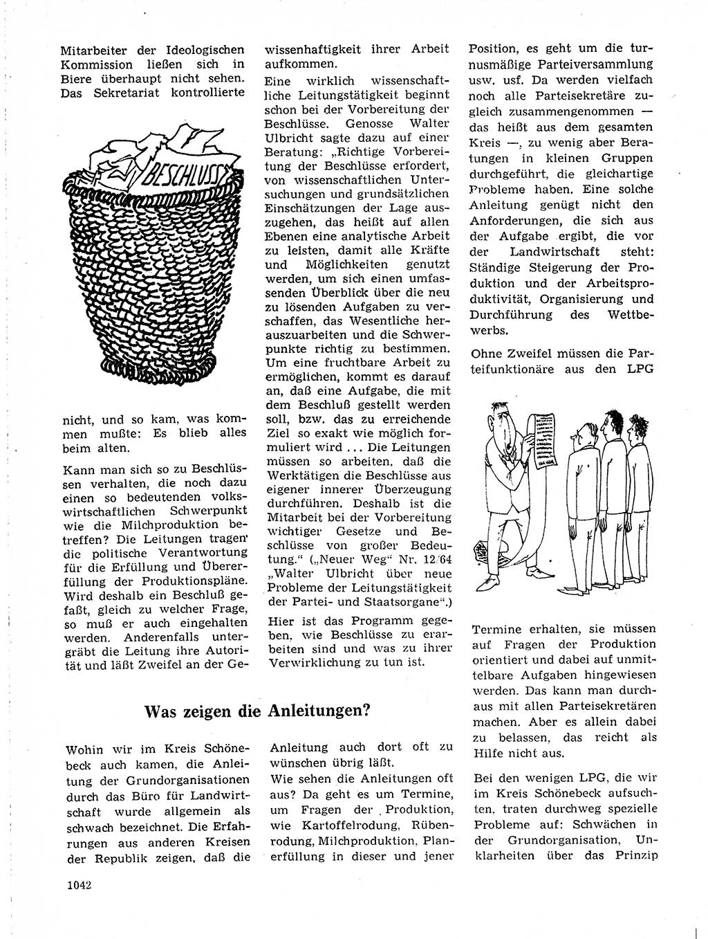 Neuer Weg (NW), Organ des Zentralkomitees (ZK) der SED (Sozialistische Einheitspartei Deutschlands) für Fragen des Parteilebens, 19. Jahrgang [Deutsche Demokratische Republik (DDR)] 1964, Seite 1042 (NW ZK SED DDR 1964, S. 1042)